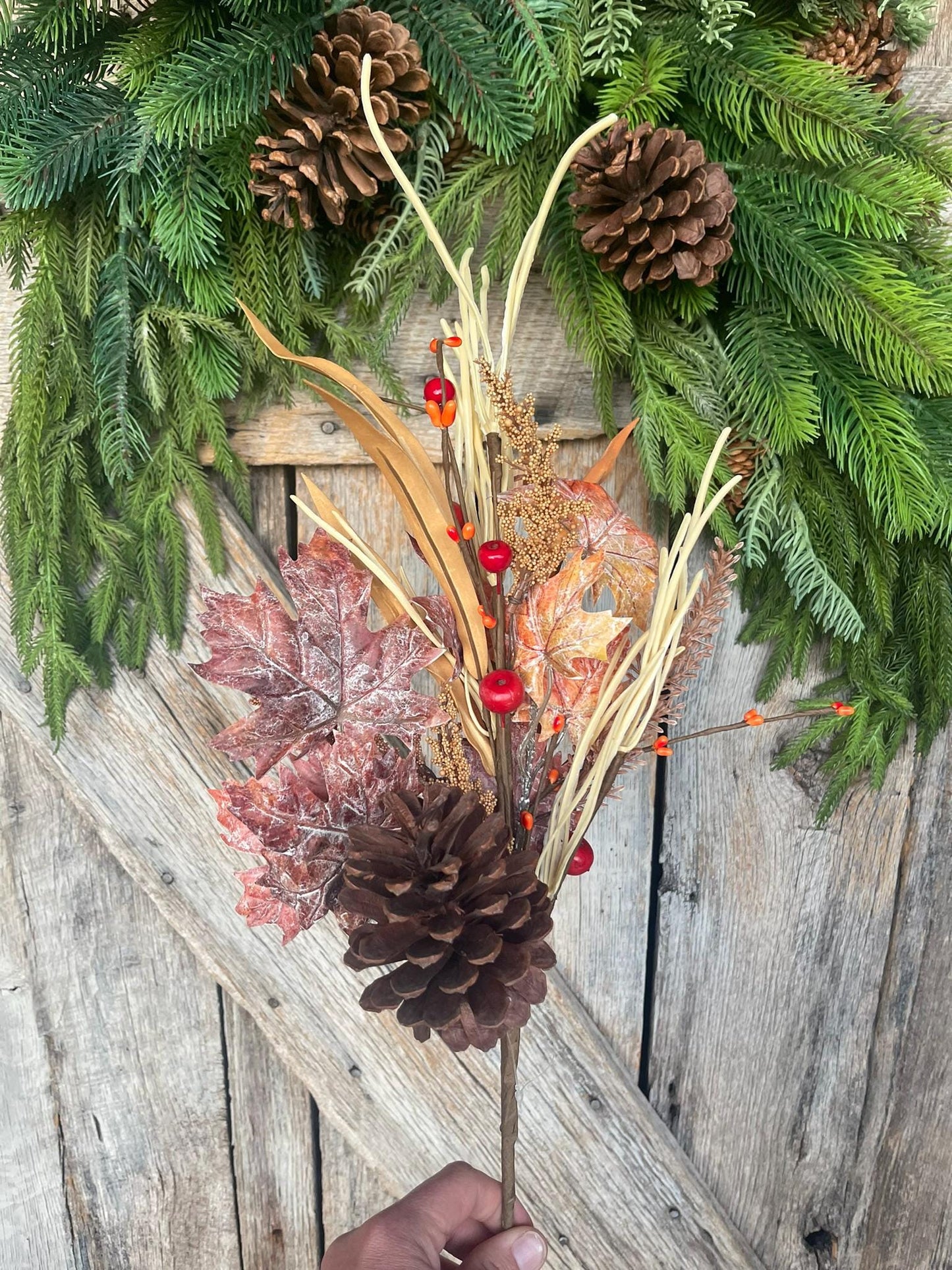 19" Maple Leaf Amaranthus Spray, Fall Leaf Spray