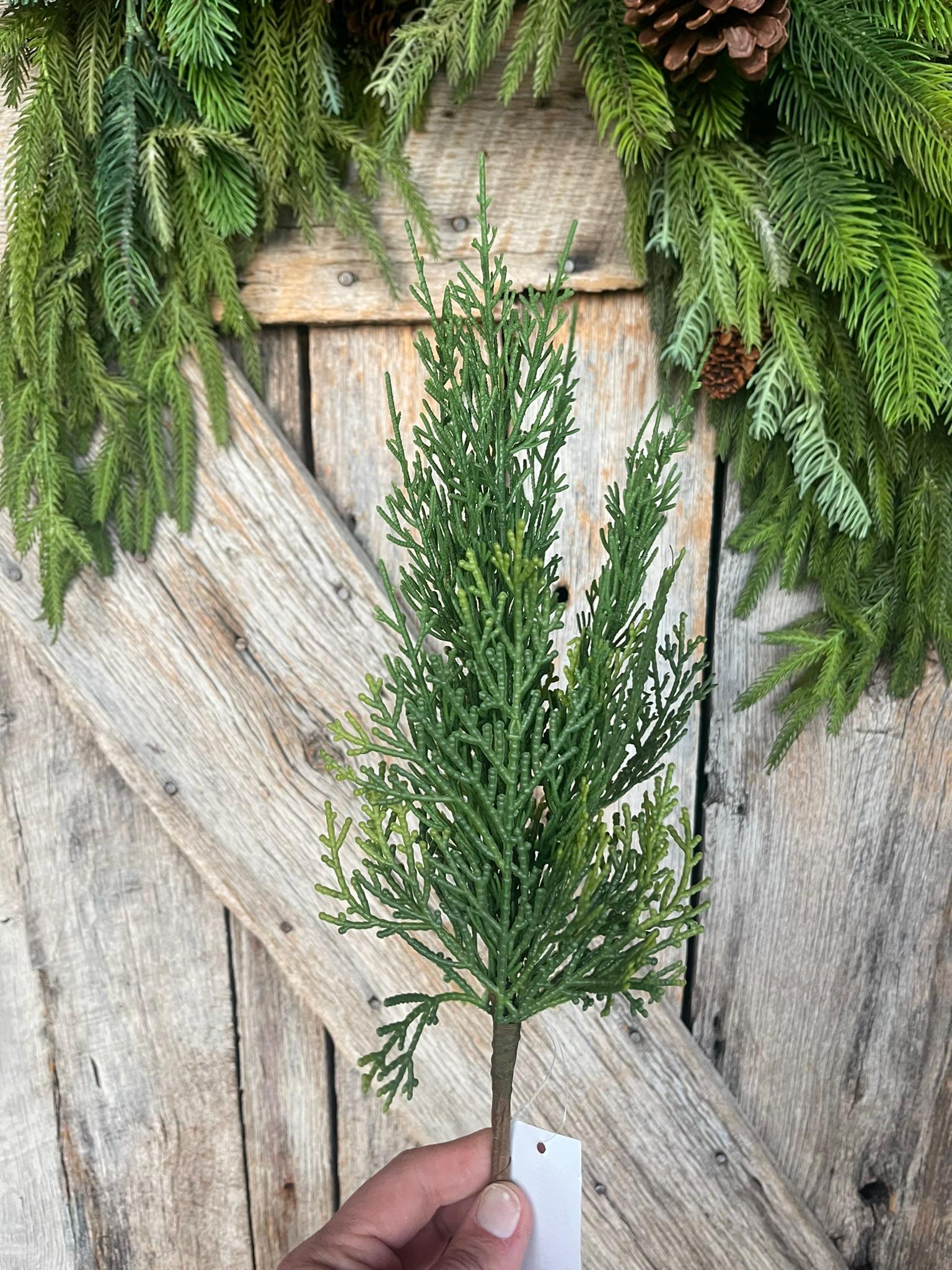 15" Cypress Pine Pick, Artificial Pine Spray, Christmas Greenery, Natural Touch Cypress Pick, Greenery, Pine Greenery, 64644