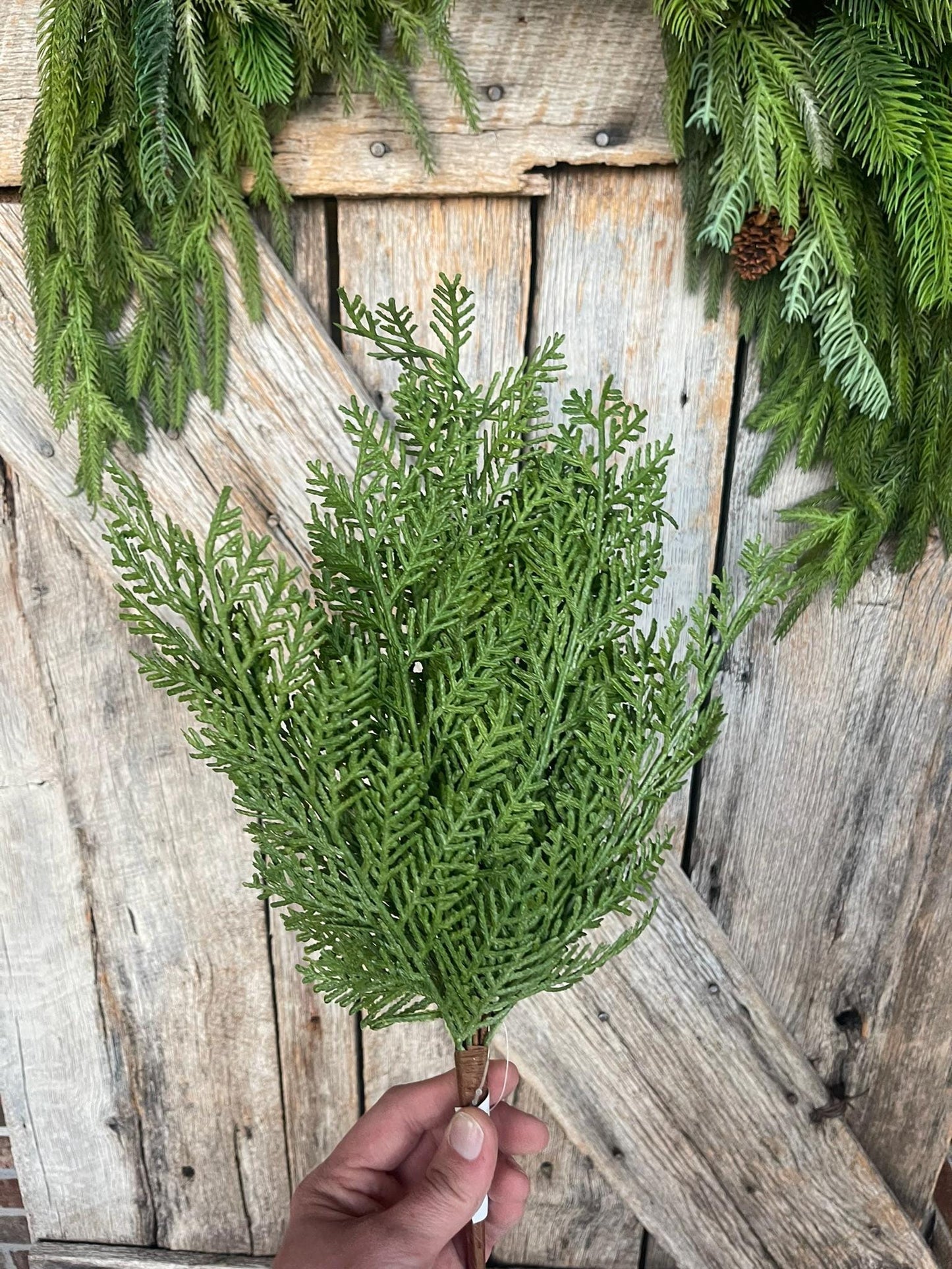 18.5" Cypress Pine Bush, Artificial Pine Bush, Christmas Greenery, Natural Touch Cypress Bush, Greenery, Real Touch, Pine Greenery, 84381