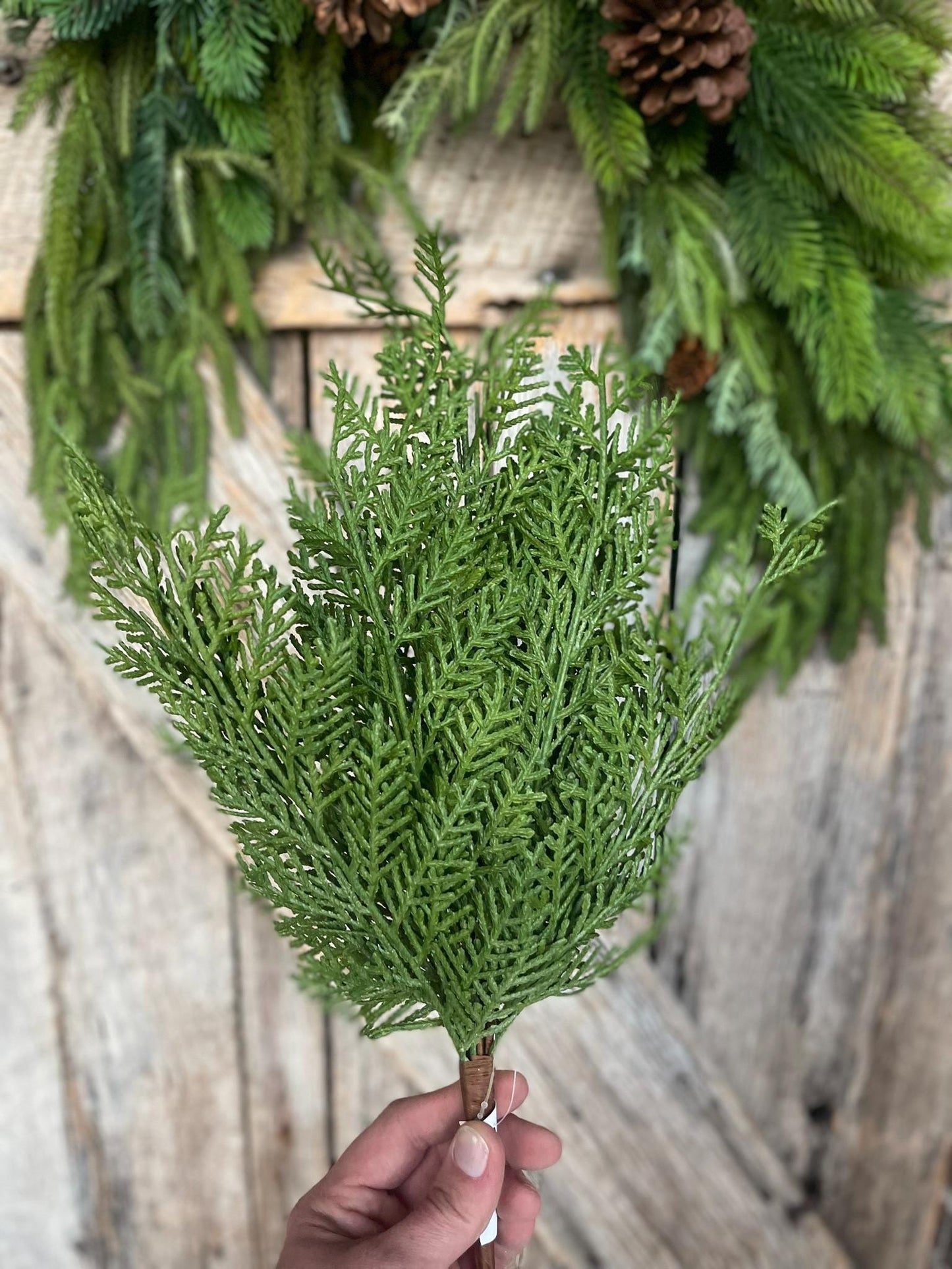 18.5" Cypress Pine Bush, Artificial Pine Bush, Christmas Greenery, Natural Touch Cypress Bush, Greenery, Real Touch, Pine Greenery, 84381