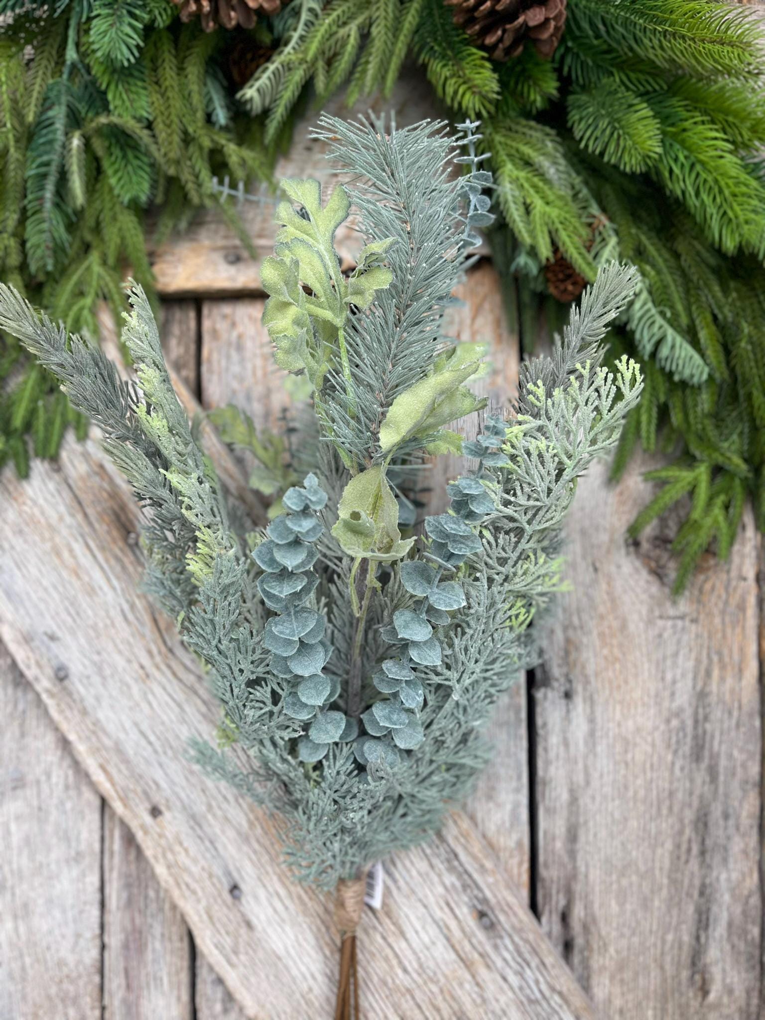 32" Mixed Pine Cypress Bundle, Christmas Greenery, Frosted Pine Cypress Bundle, Christmas Eucalyptus, 83944