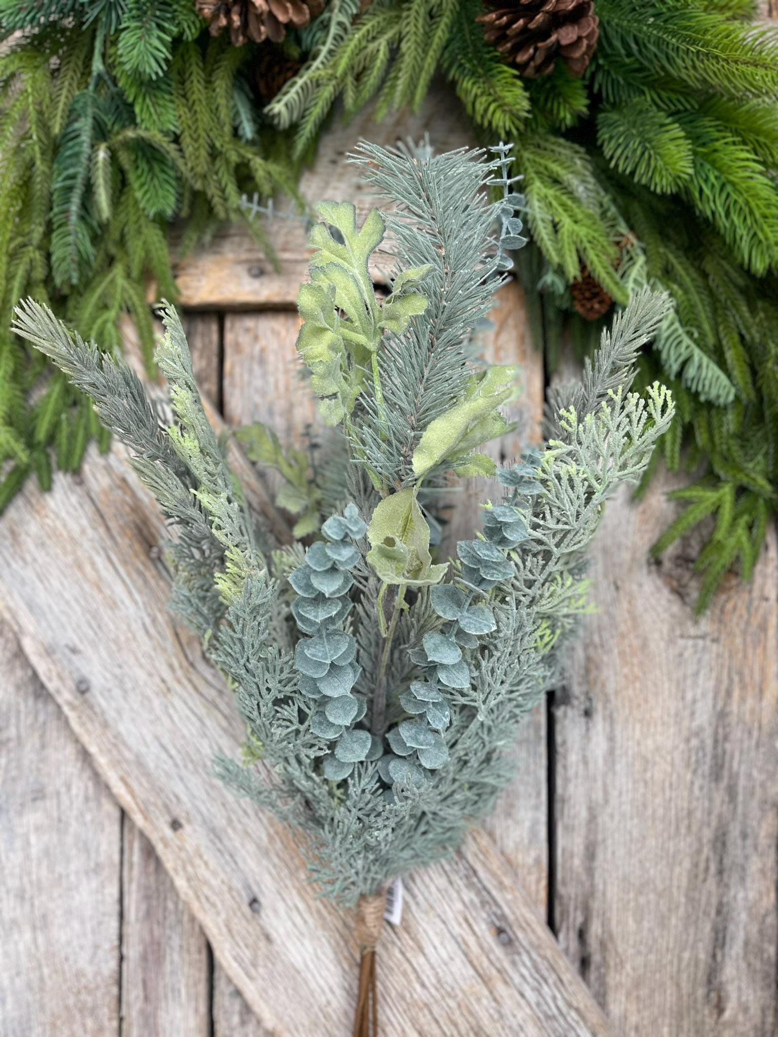 32" Mixed Pine Cypress Bundle, Christmas Greenery, Frosted Pine Cypress Bundle, Christmas Eucalyptus, 83944