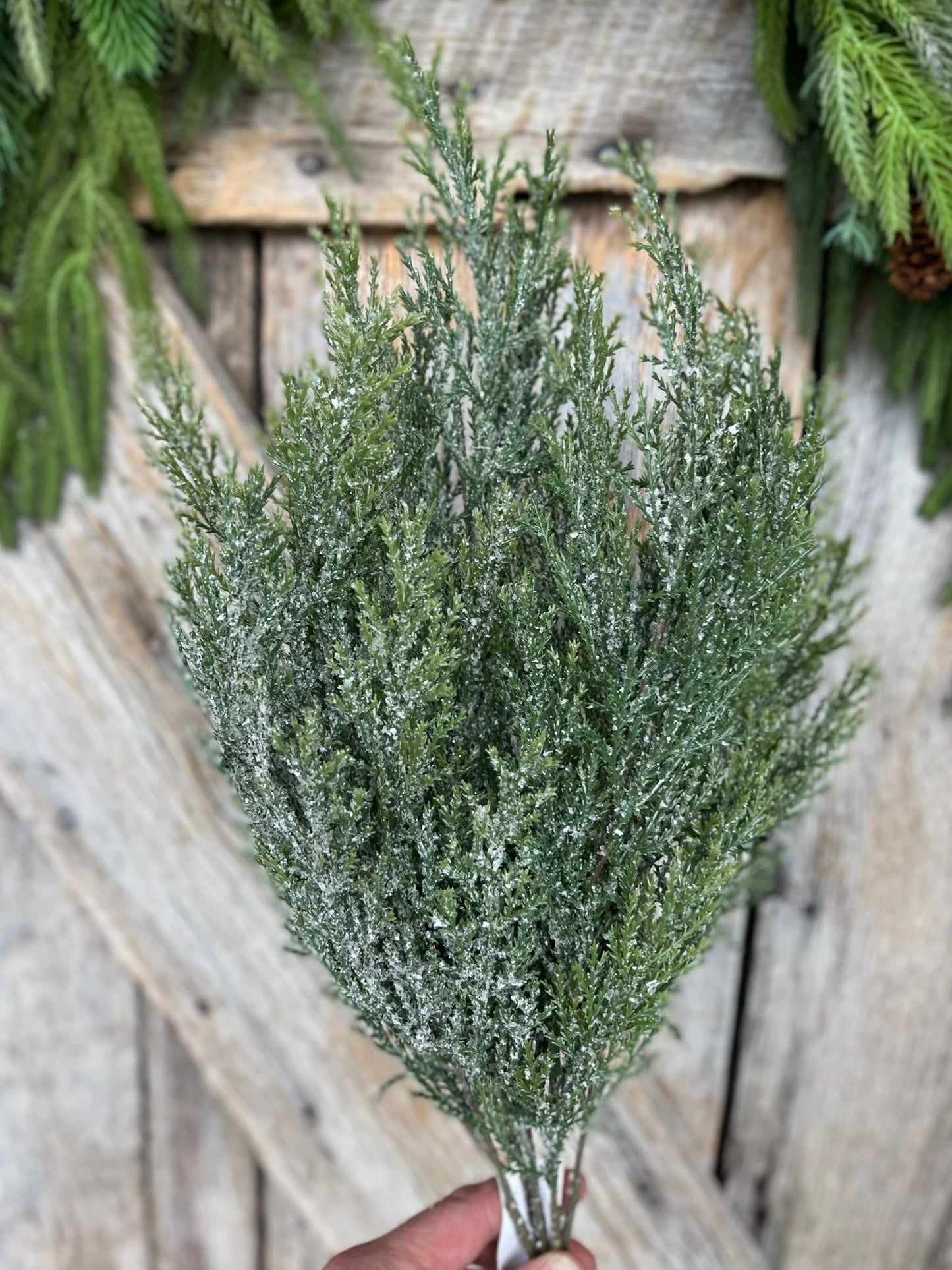 21" Cedar Bush, Frosted Pine Bush, Artificial pine spray, Christmas greenery, Christmas spray, Christmas pick, Christmas pine, 84351