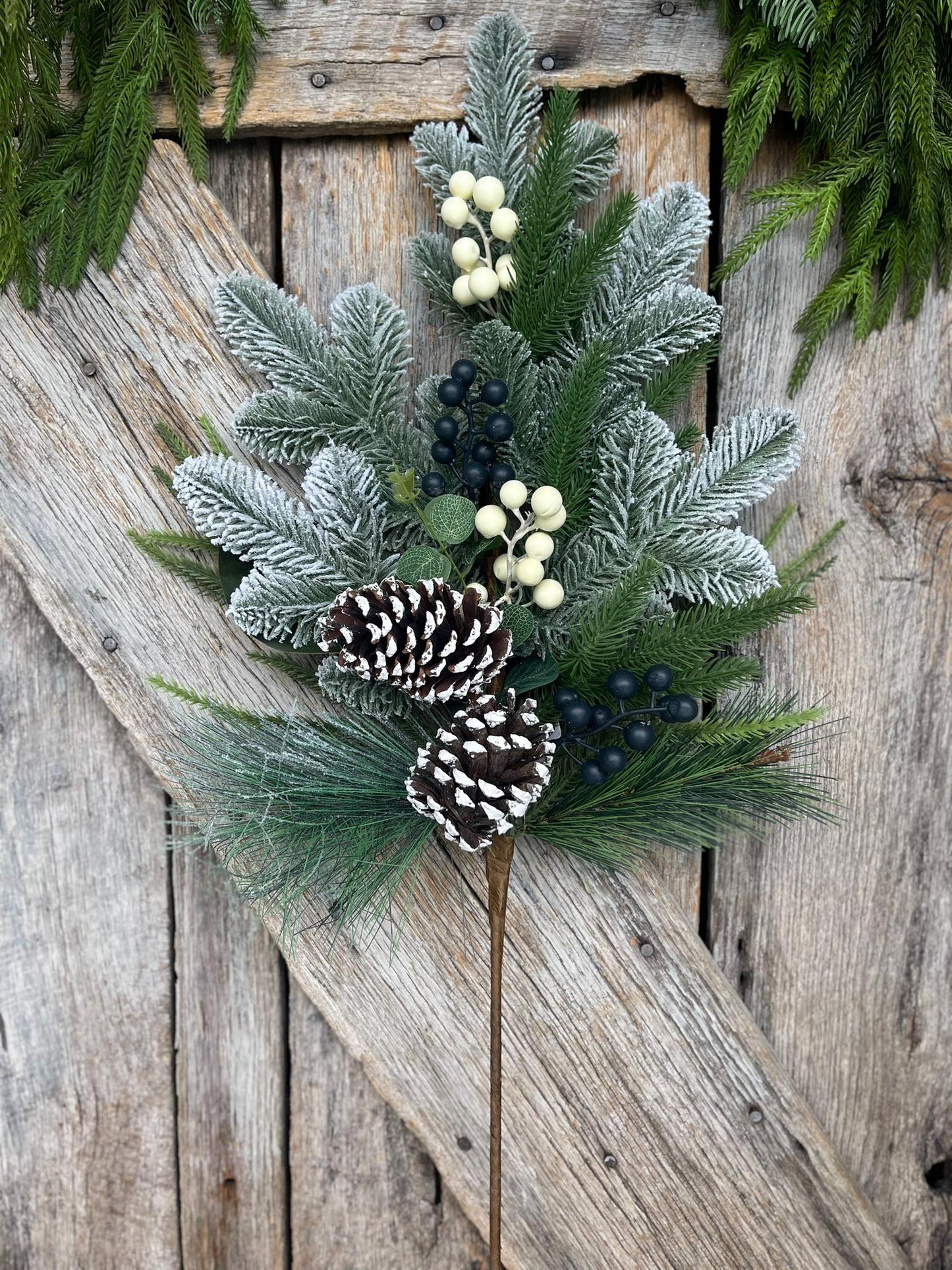 30" Mixed Pinecone Spray, Winter Pine Spray