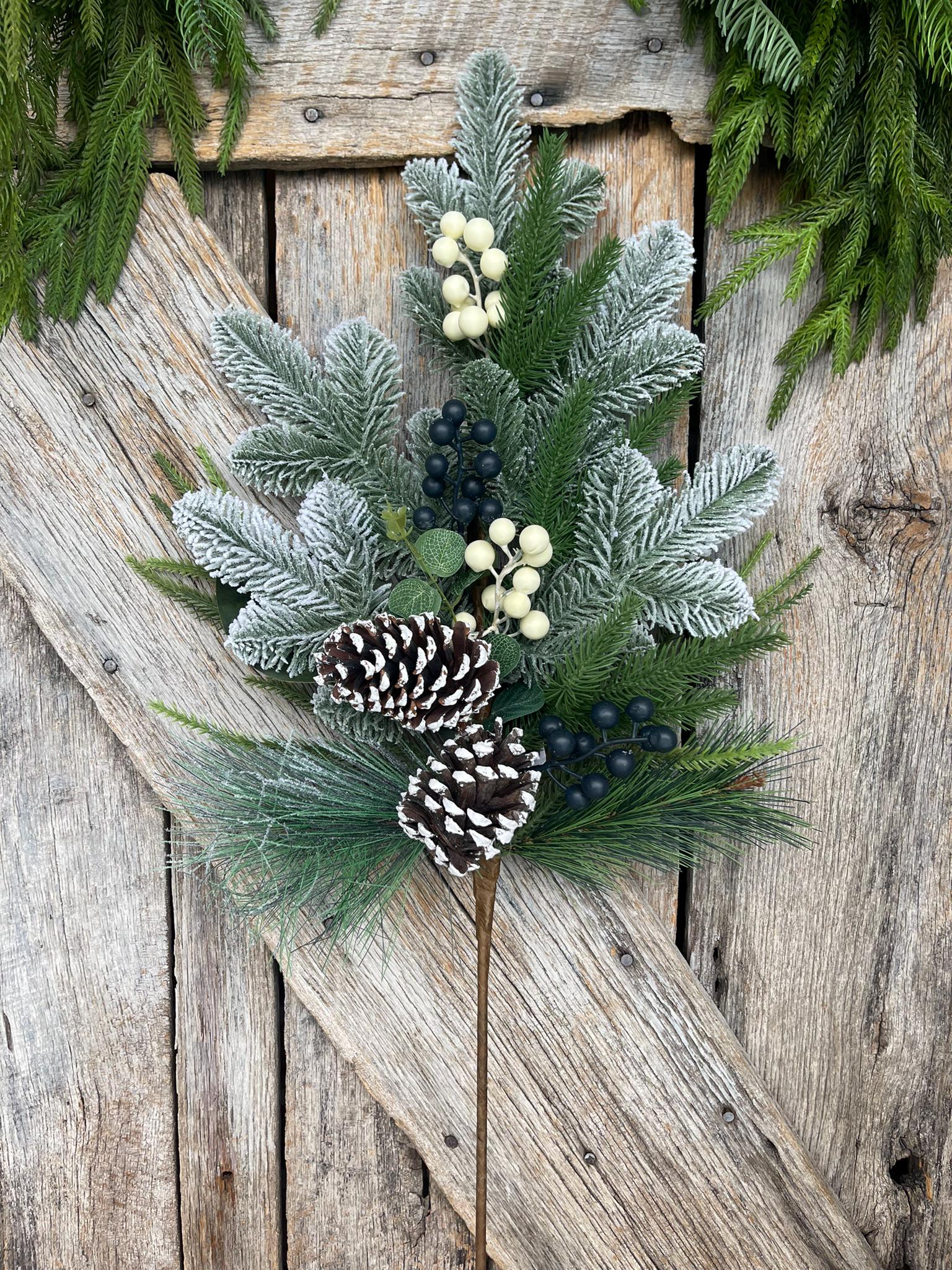 30" Mixed Pinecone Spray, Winter Pine Spray