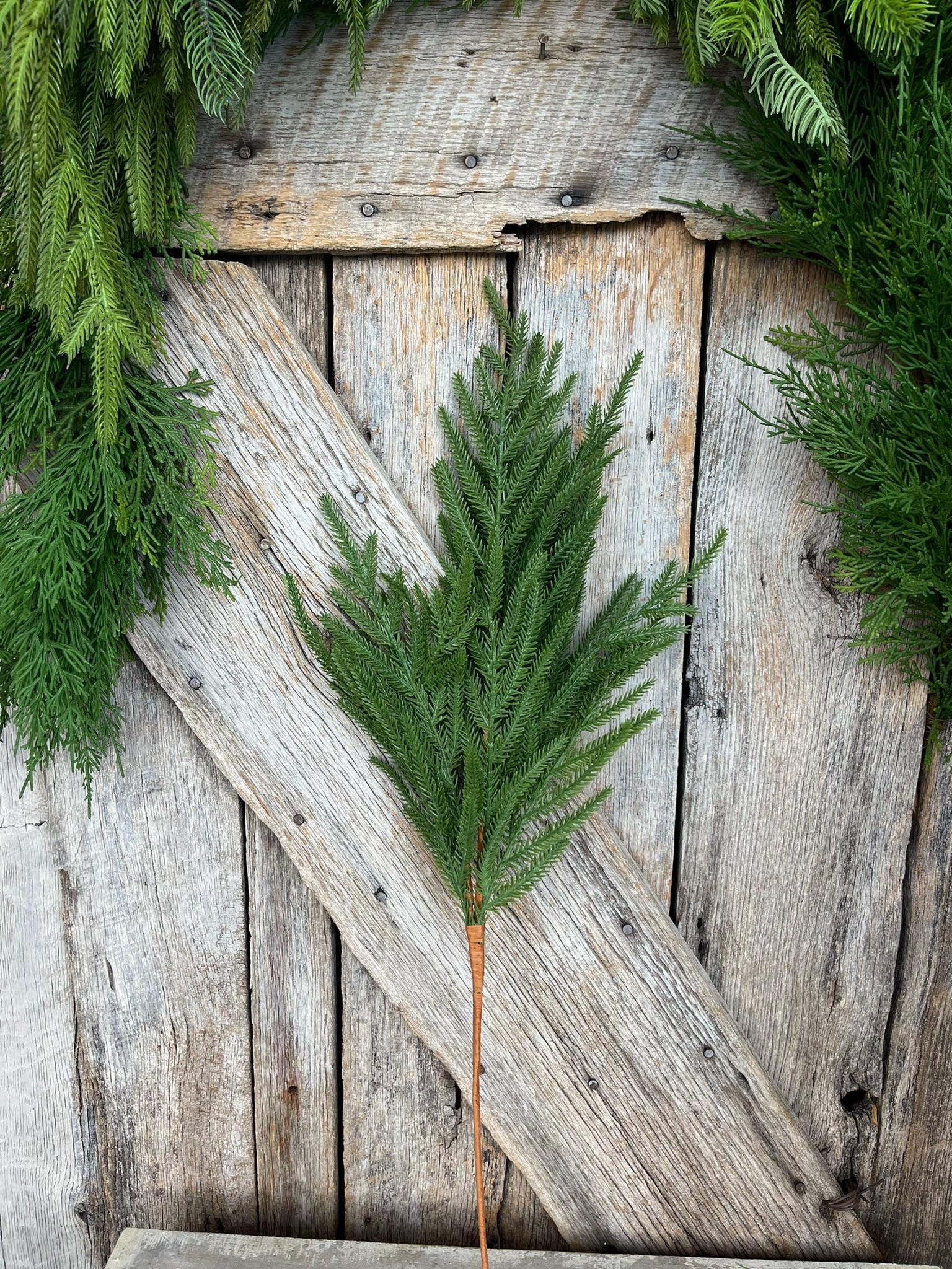 27" Norfolk Pine Spray, Real Touch Norfold Pine, Artificial Pine Spray, Christmas Greenery, Pine Spray, Artificial Greenery, 84371