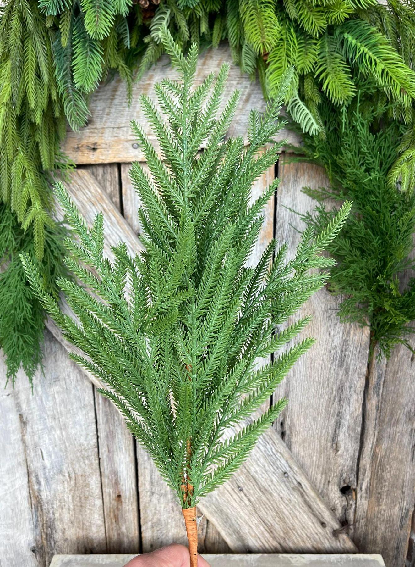 27" Norfolk Pine Spray, Real Touch Norfold Pine, Artificial Pine Spray, Christmas Greenery, Pine Spray, Artificial Greenery, 84371