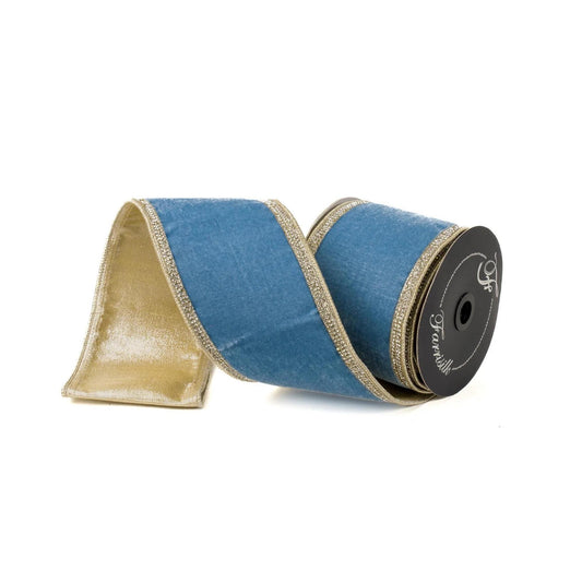 4" Steel Blue Velvet Ribbonn, Farrisilk Ribbon