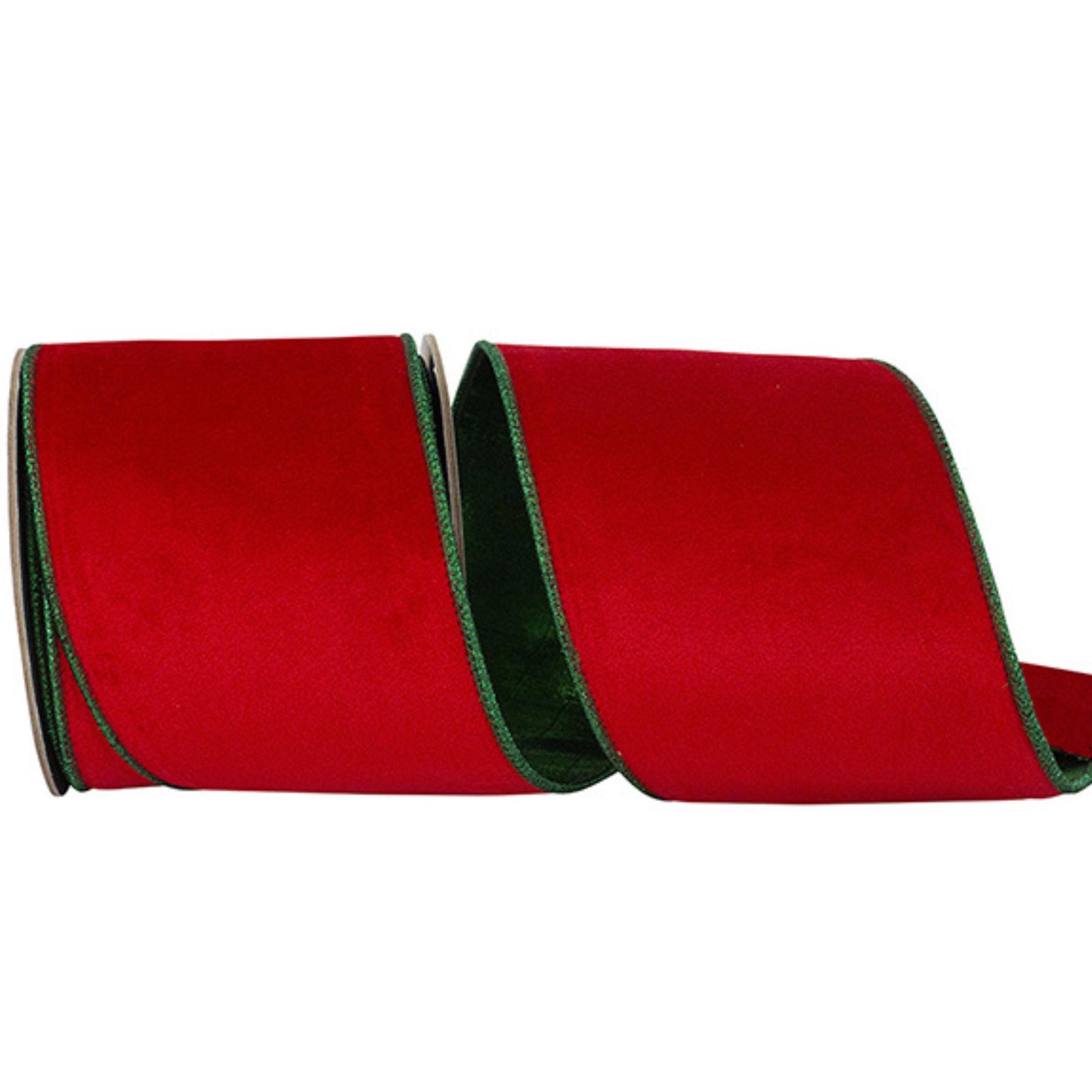 4" Red Emerald Velvet, 2 Tone Velvet, Christmas Velvet, Red and Green Velvet, Wreath Supply, Christmas Tree Ribbon, 94386W-985-10D