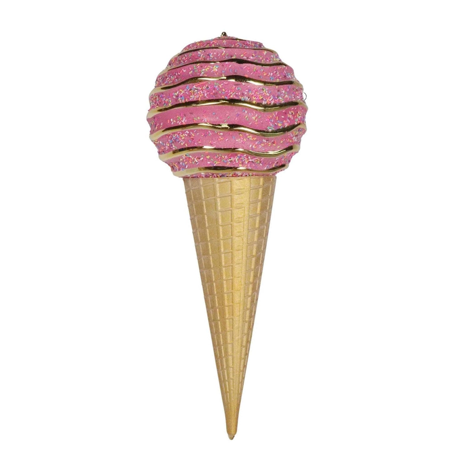 15" Pink Ice Cream Cone Ornament, Farrisilk Candy Couture, Candy Theme, Christmas Ornament, Pink Ice Cream Cone, CX069-08