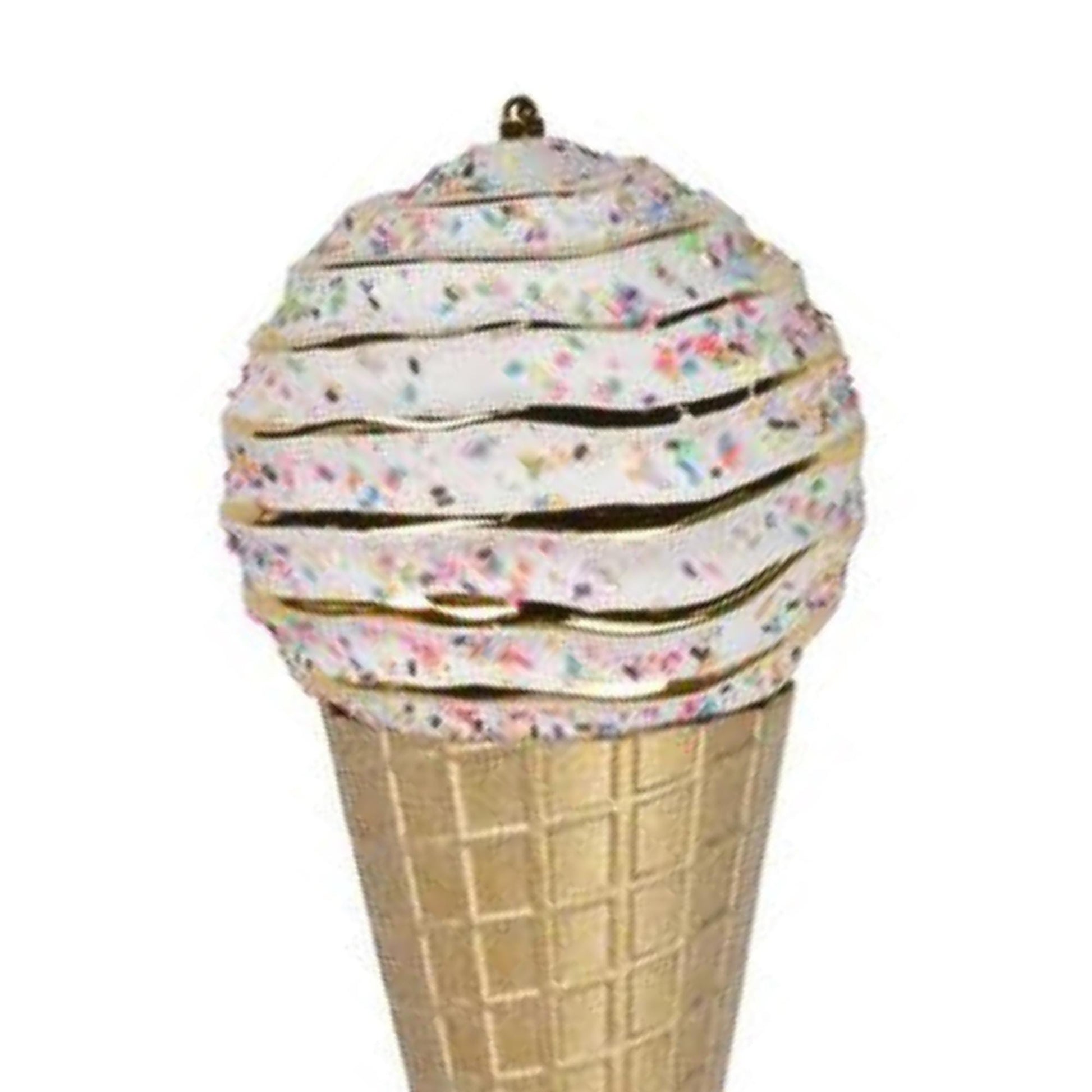 15" White Ice Cream Cone Ornament, Farrisilk Candy Couture