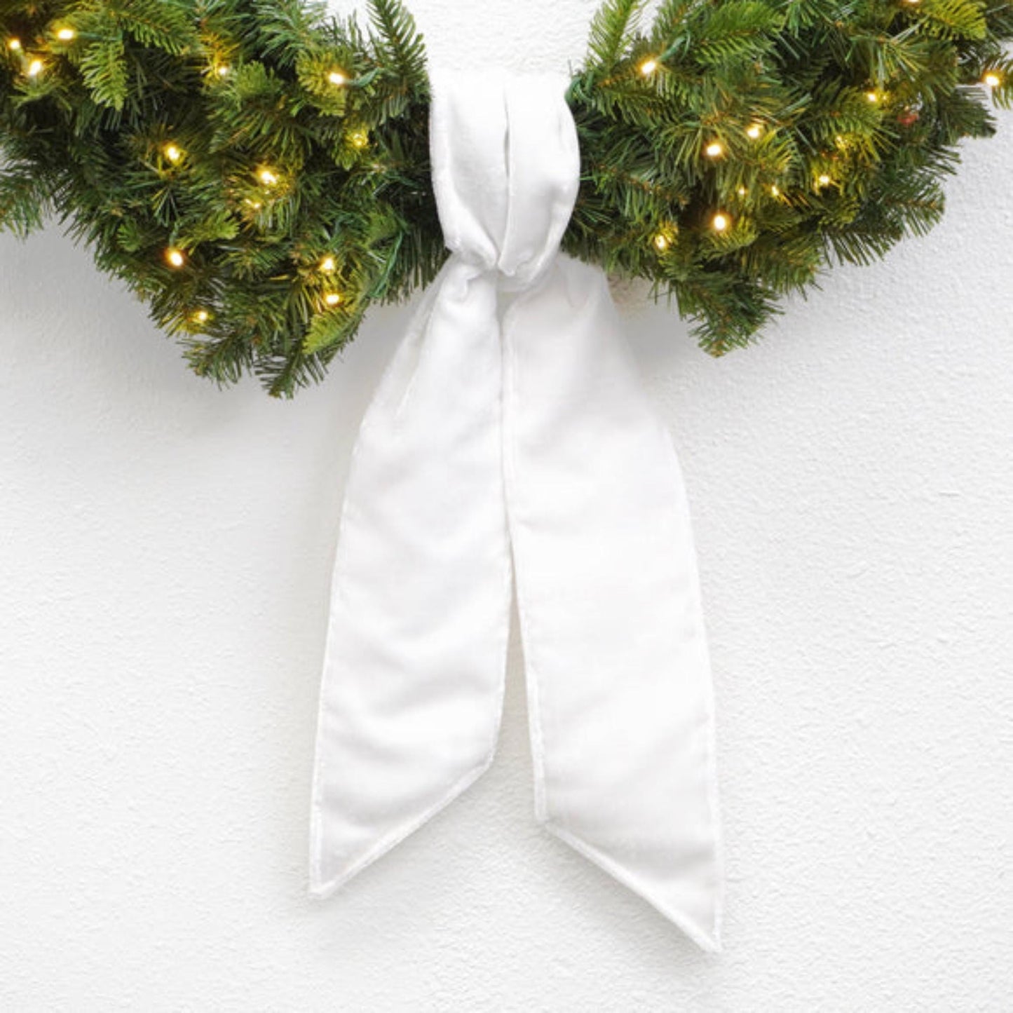 Wreath Sash, White Velvet Wreath Sash, Christmas Wreath Sash, Sash for Wreath, White Velvet Bow, RK720-43