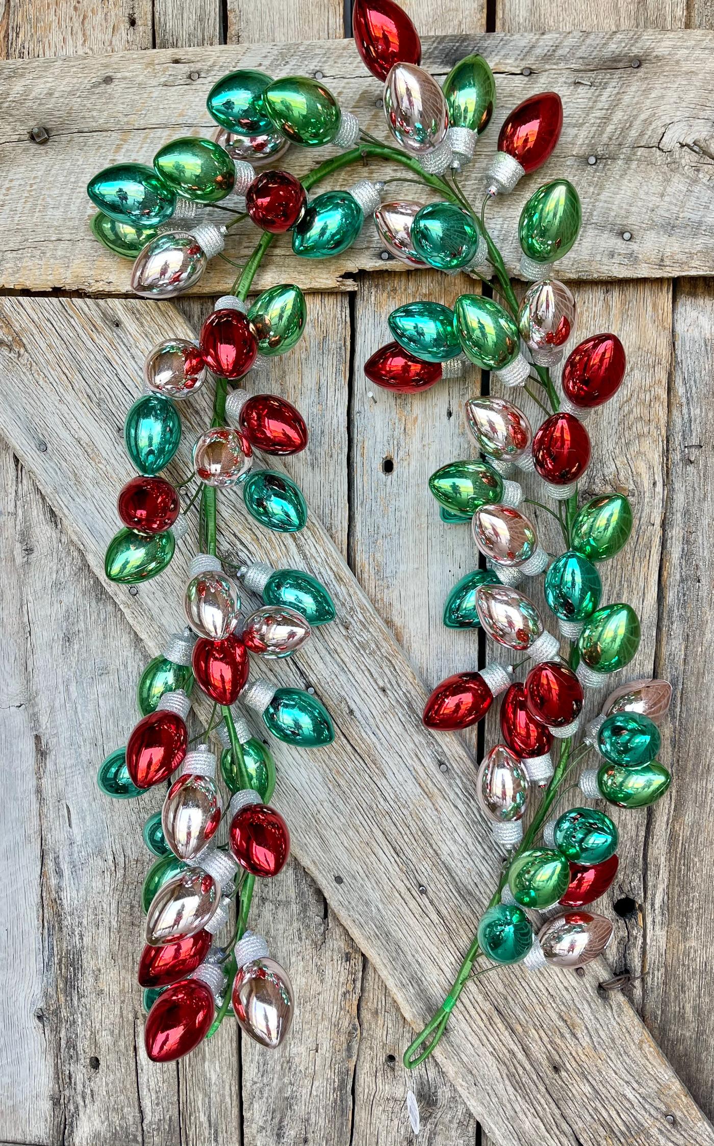 70" Retro Bulb Garland, Shatterproof Bulb Ornament Garland, Christmas Garland, Garland for Christmas Tree