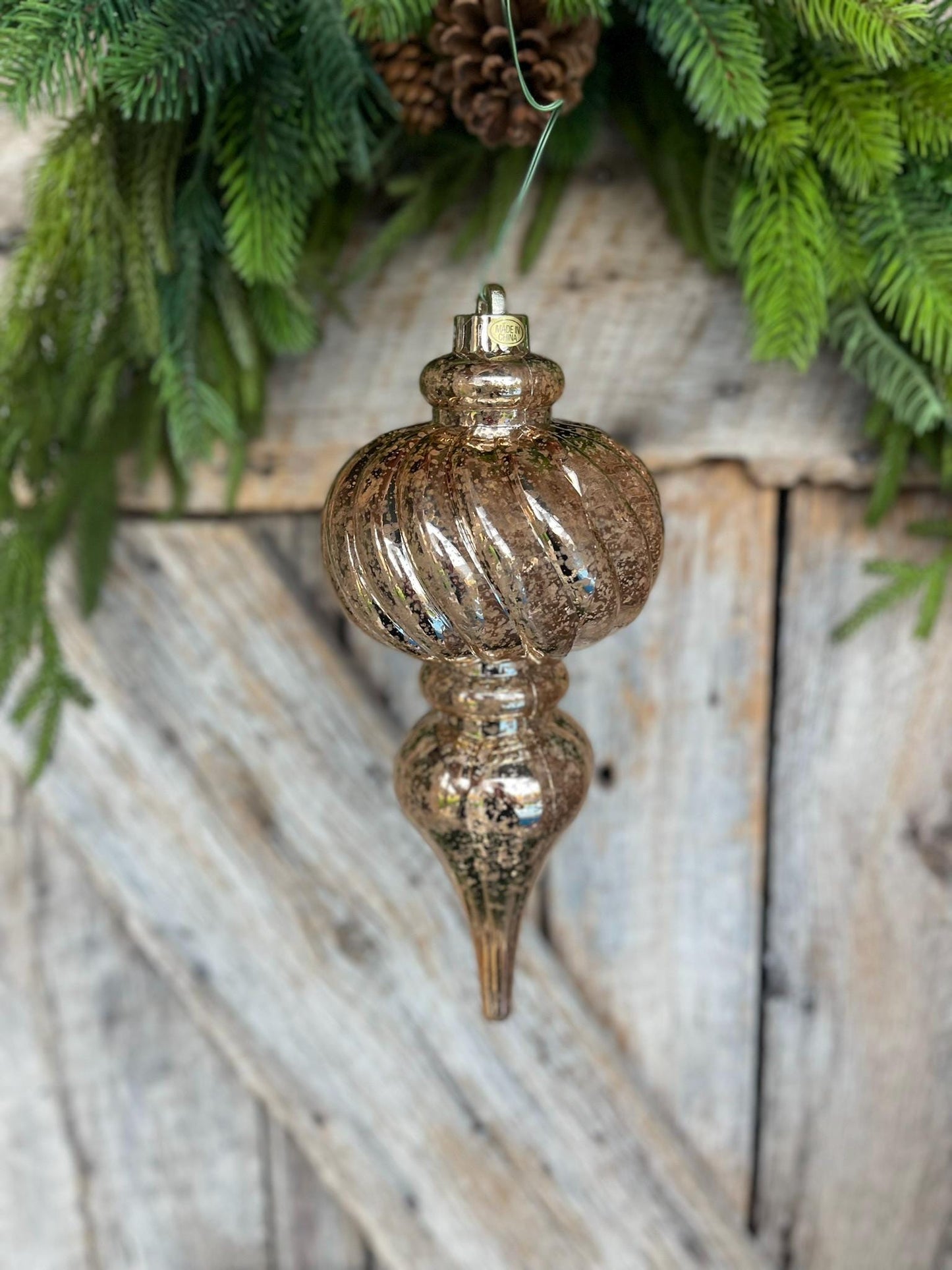 10" Plastic Gold Copper Mercury Finial Ornament, Gold Ornaments, Finial Ornaments, Christmas Ornaments, Shatterproof