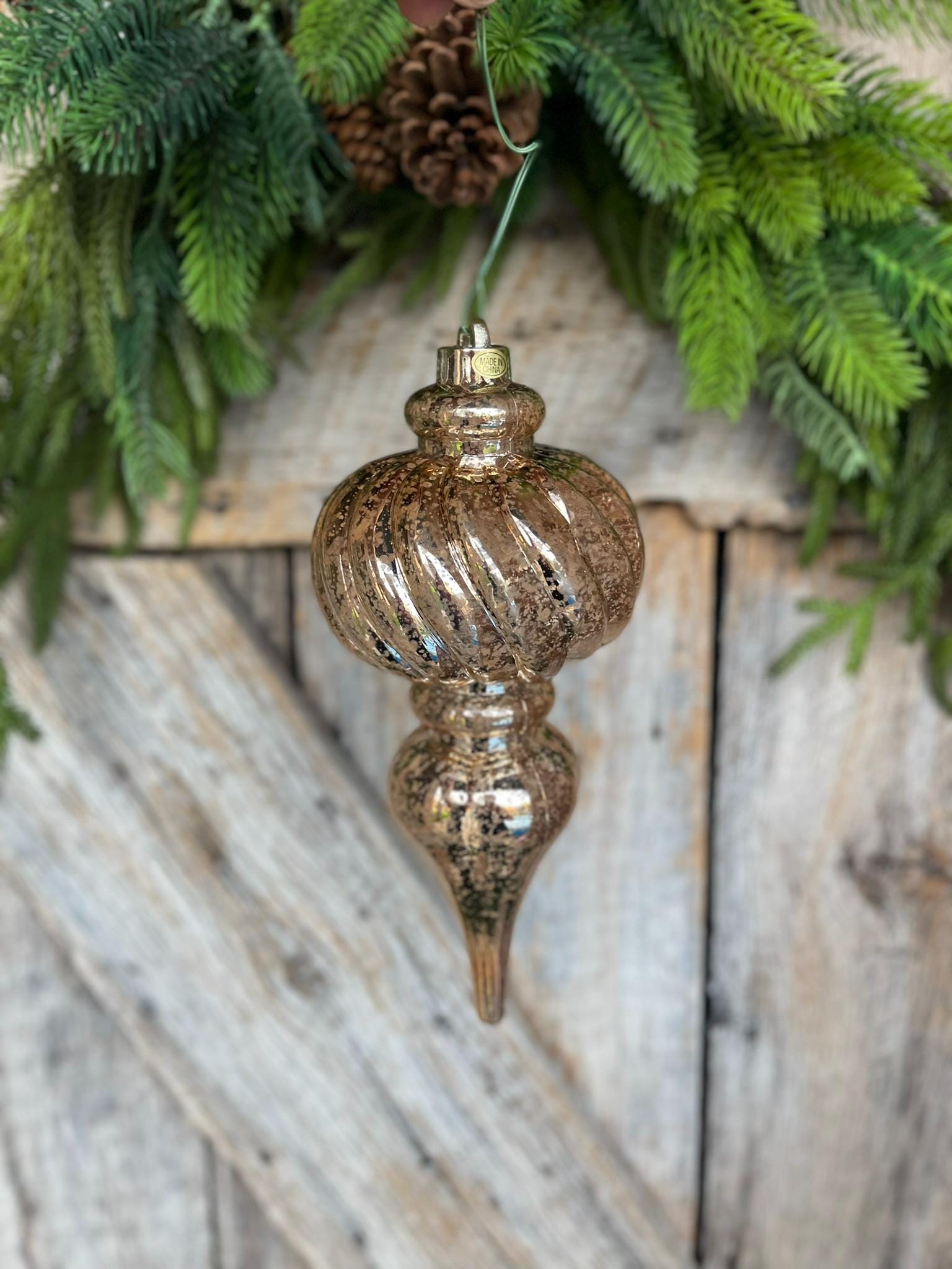 10" Plastic Gold Copper Mercury Finial Ornament, Gold Ornaments, Finial Ornaments, Christmas Ornaments, Shatterproof