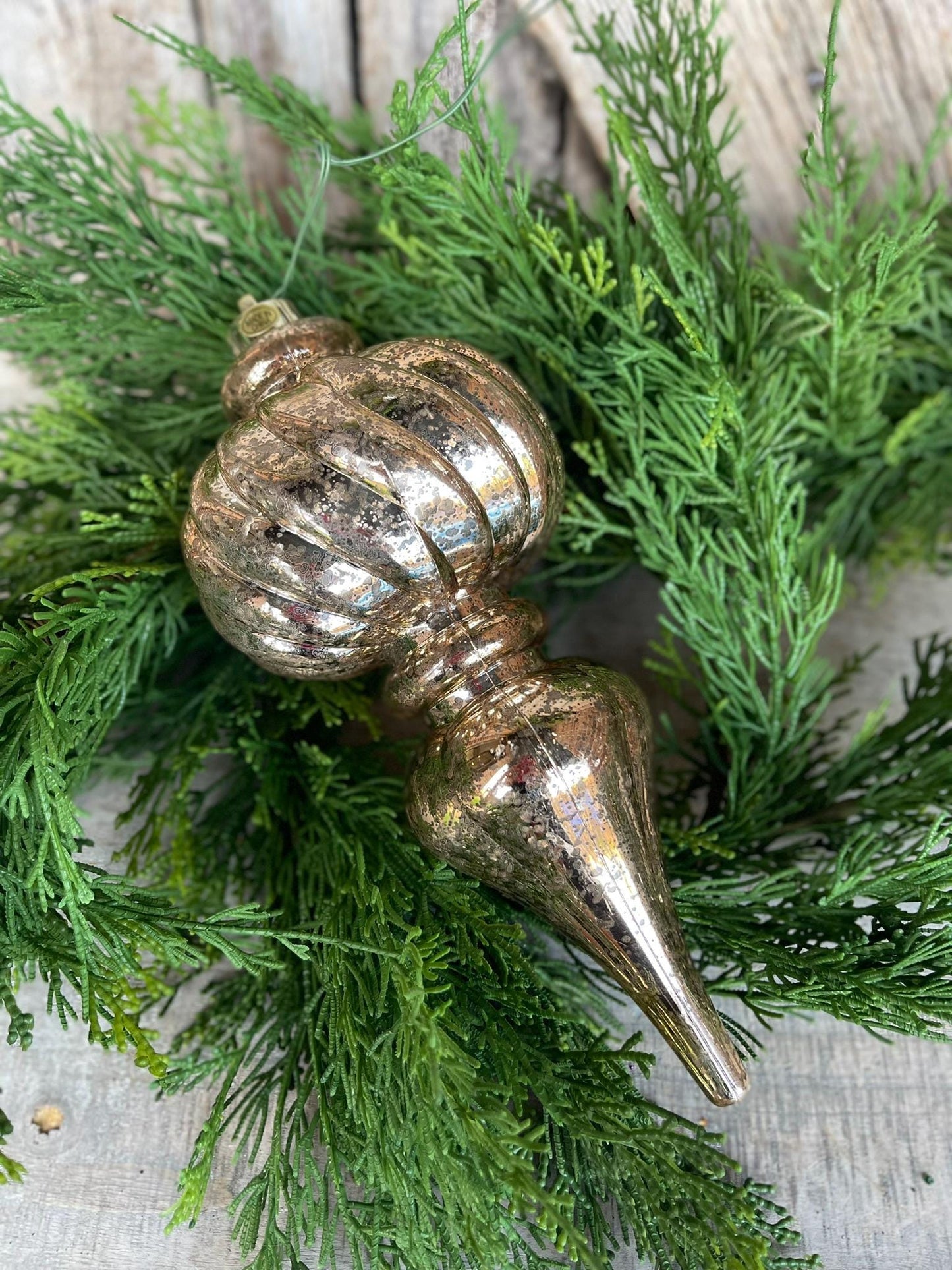 10" Plastic Gold Copper Mercury Finial Ornament, Gold Ornaments, Finial Ornaments, Christmas Ornaments, Shatterproof