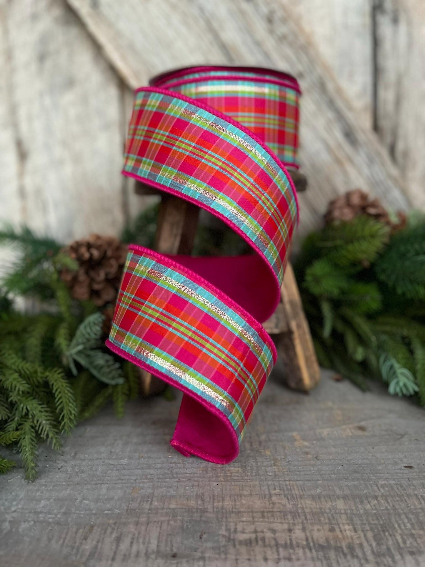 2.5" Hot Pink Plaid, Farrisilk Ribbon