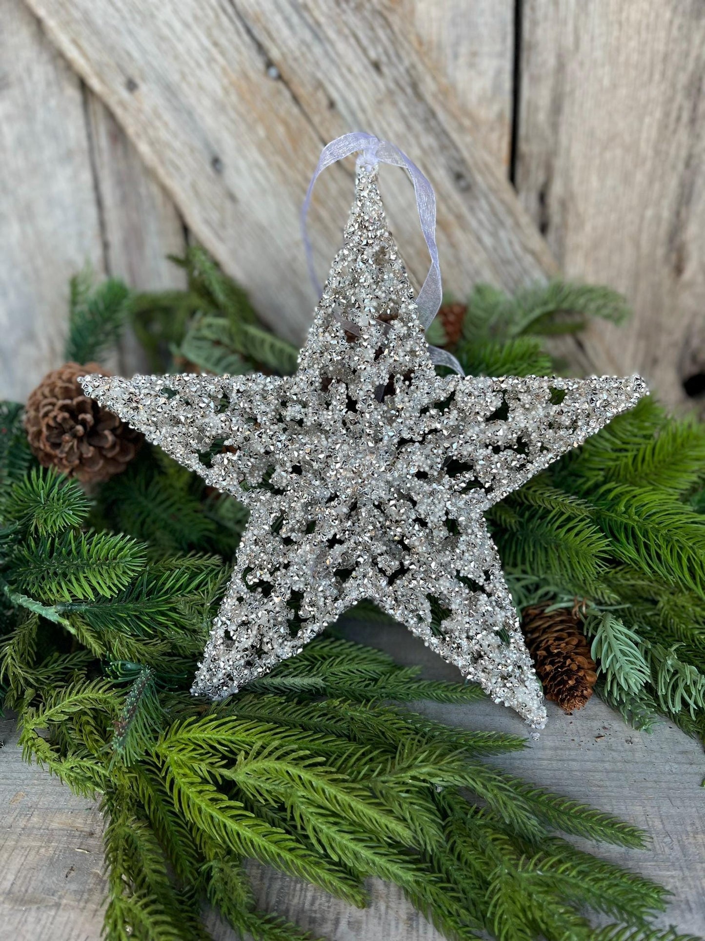 12" Gold Silver Star Ornament, Star Ornament, Christmas Star Ornament, Christmas Ornament, Gold Star, Christmas Tree Ornament