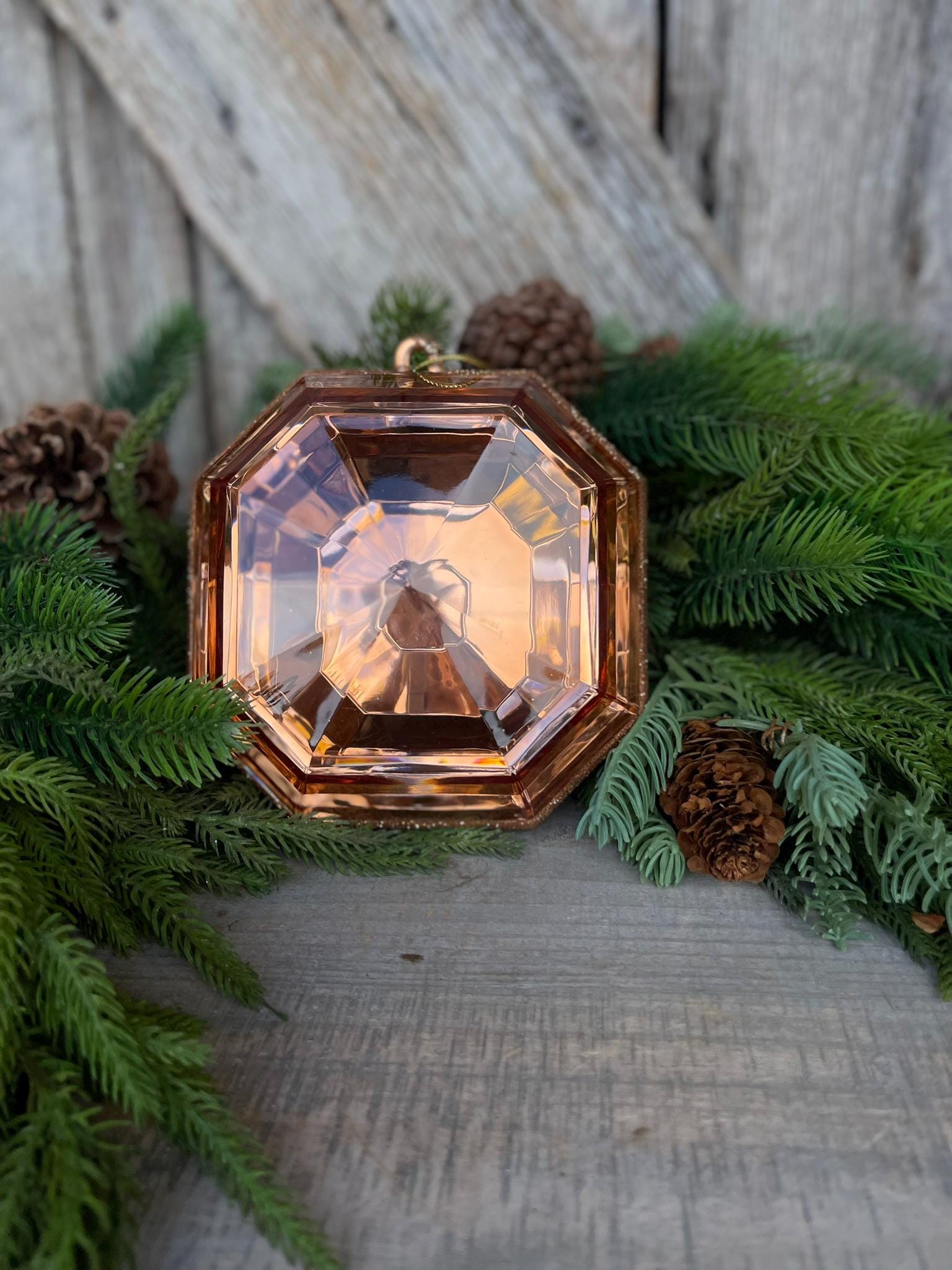 Rose Gold 6" Jewel Ornament, Square Jewel Ornament