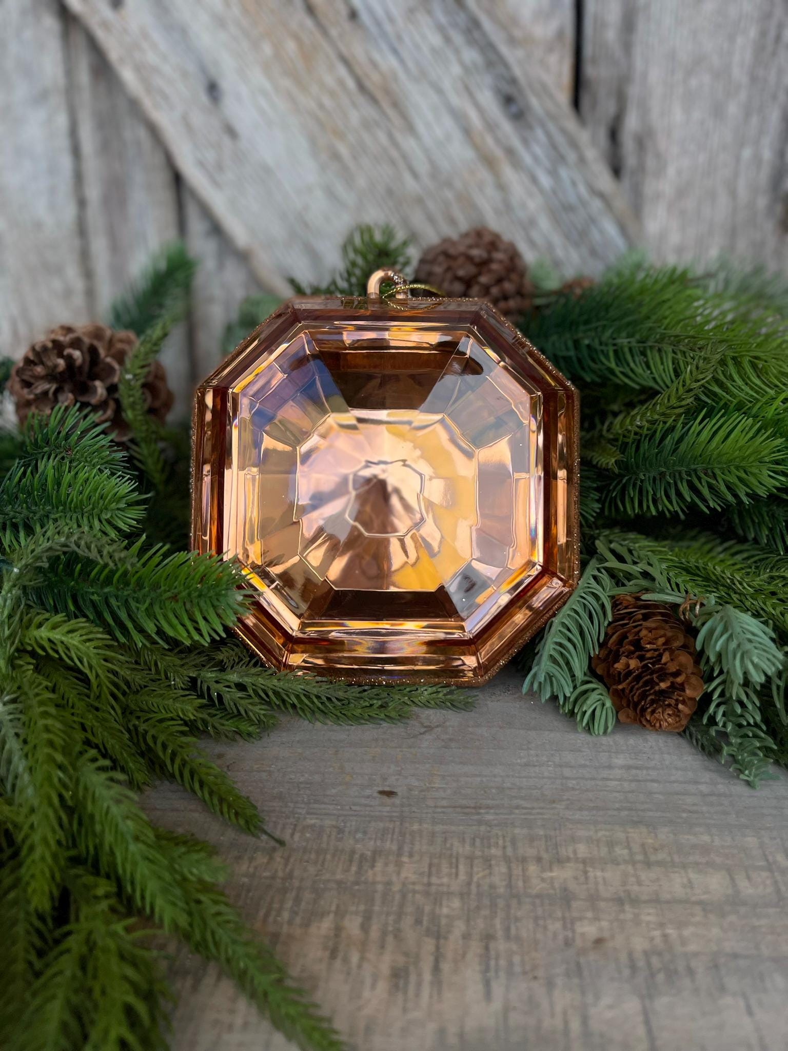 Rose Gold 6" Jewel Ornament, Square Jewel Ornament