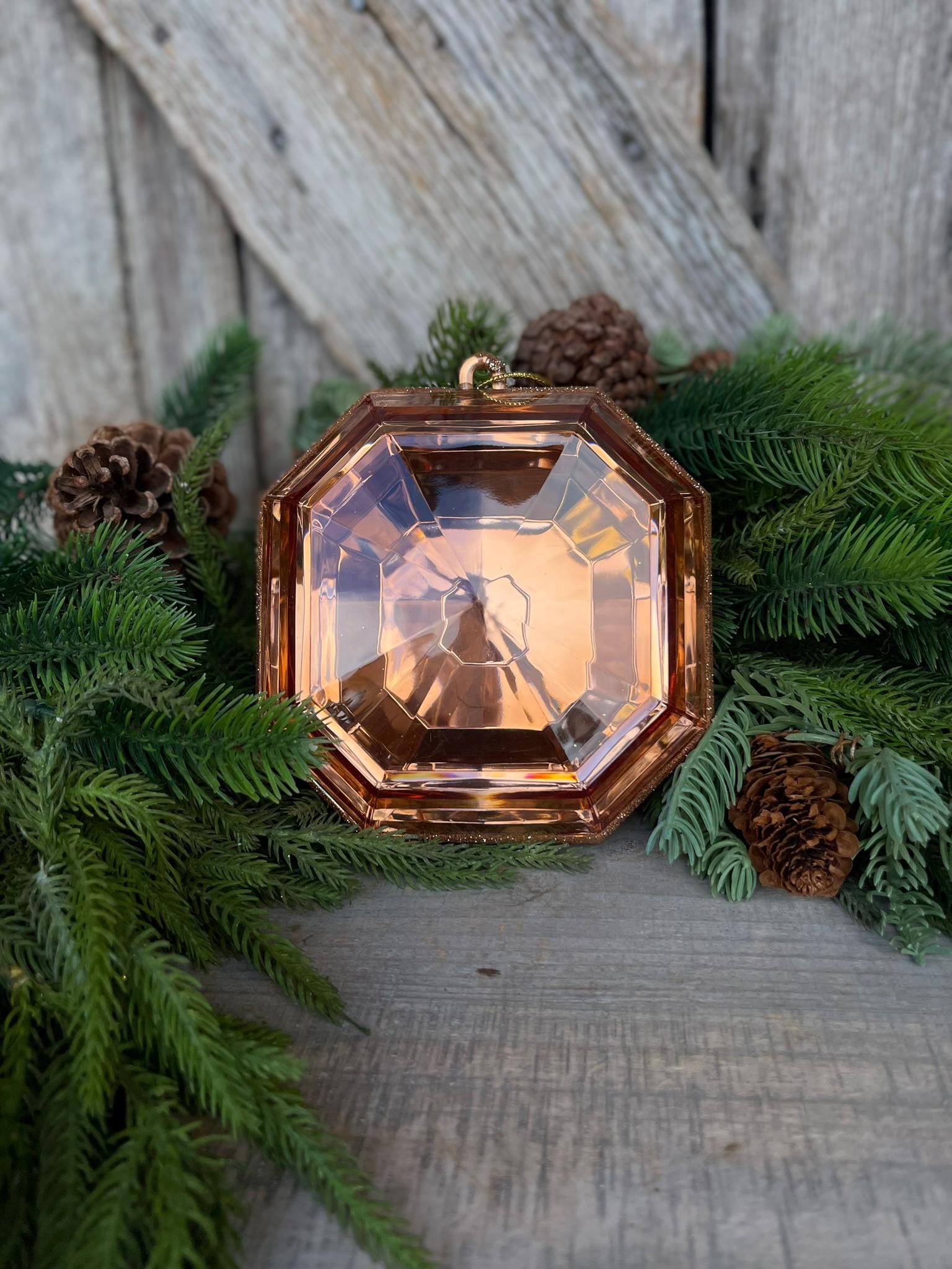 Rose Gold 6" Jewel Ornament, Square Jewel Ornament