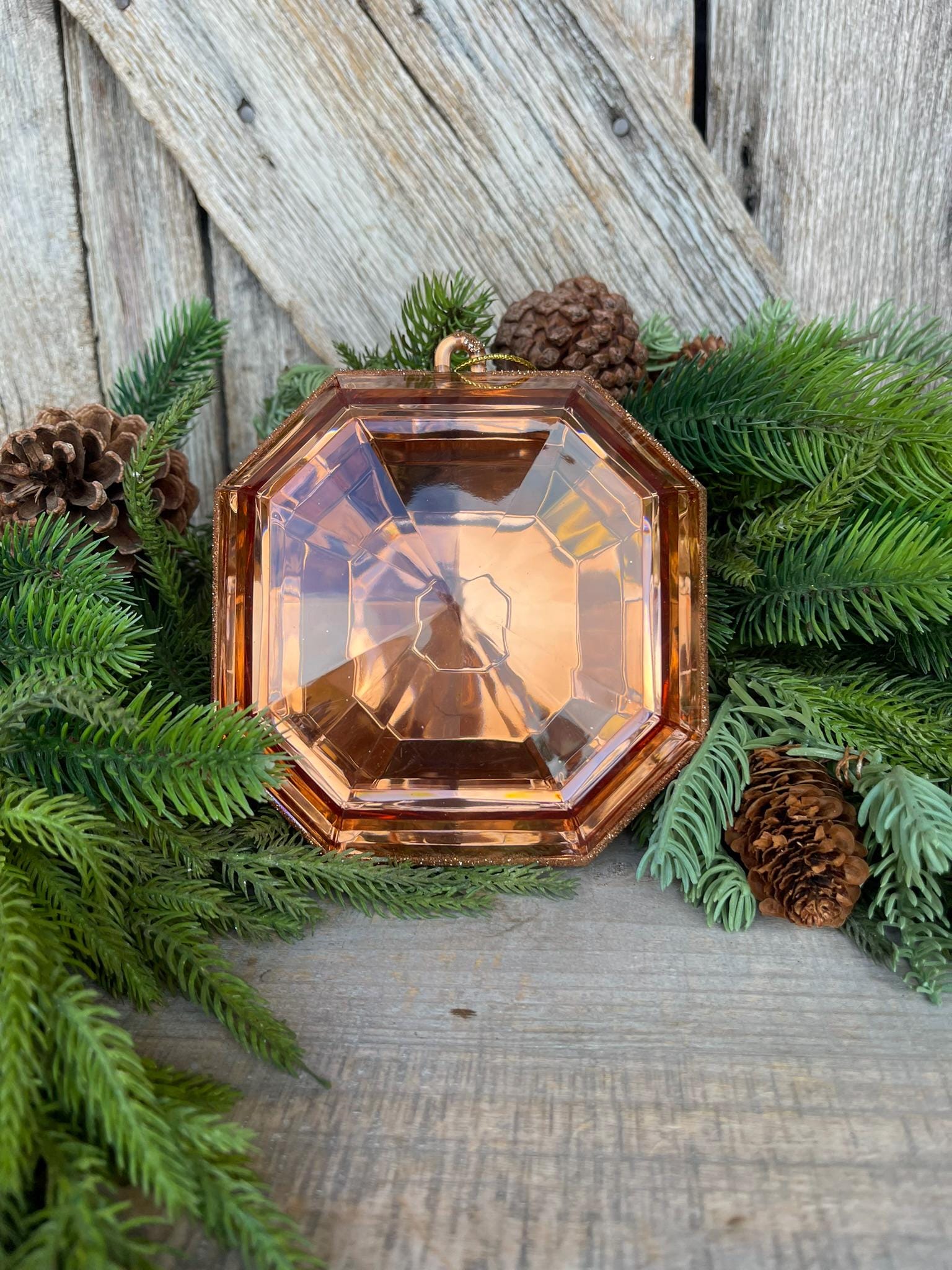 Rose Gold 6" Jewel Ornament, Square Jewel Ornament