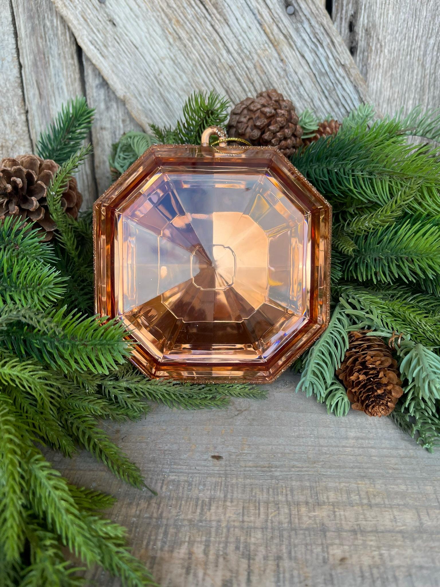 Rose Gold 6" Jewel Ornament, Square Jewel Ornament