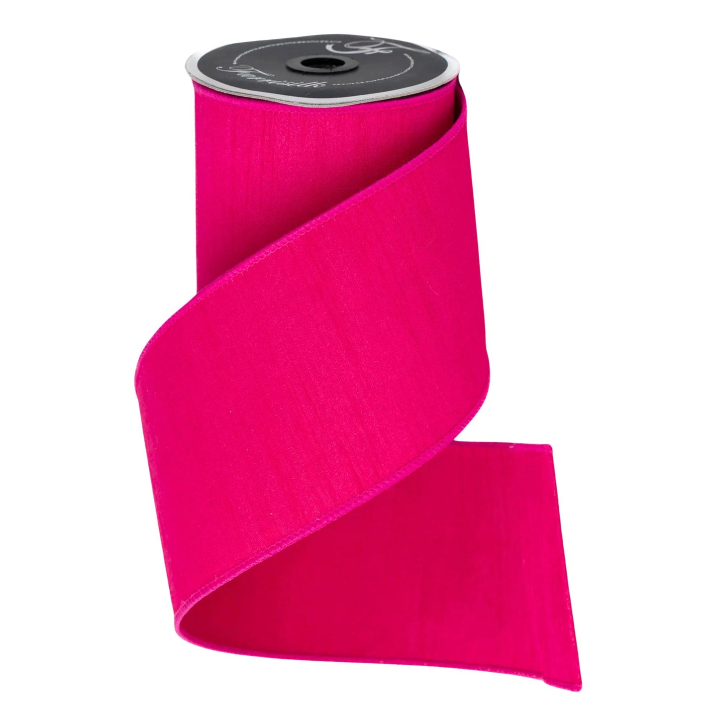 4” Hot Pink Dupion Ribbon, Farrisilk ribbon, wired ribbon, Spring Ribbon, Easter Ribbon, pink ribbon, Fuchsia Ribbon, RK610-08