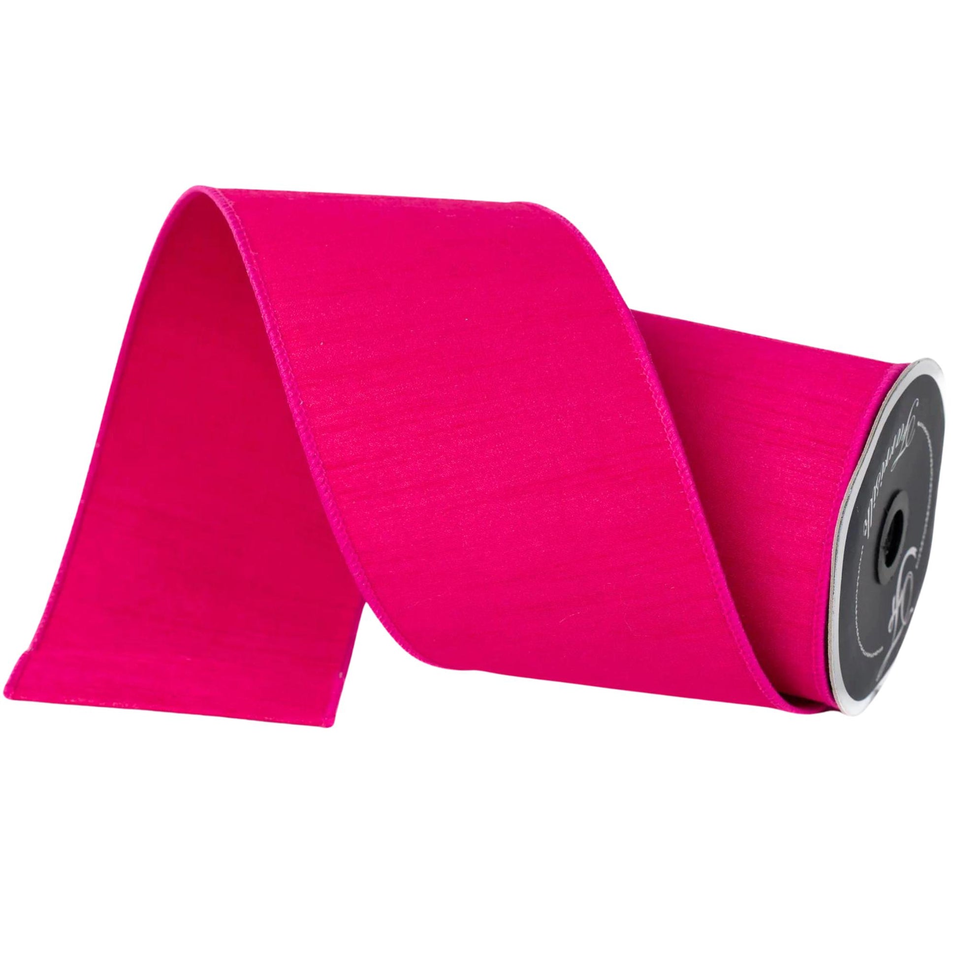 4” Hot Pink Dupion Ribbon, Farrisilk ribbon, wired ribbon, Spring Ribbon, Easter Ribbon, pink ribbon, Fuchsia Ribbon, RK610-08