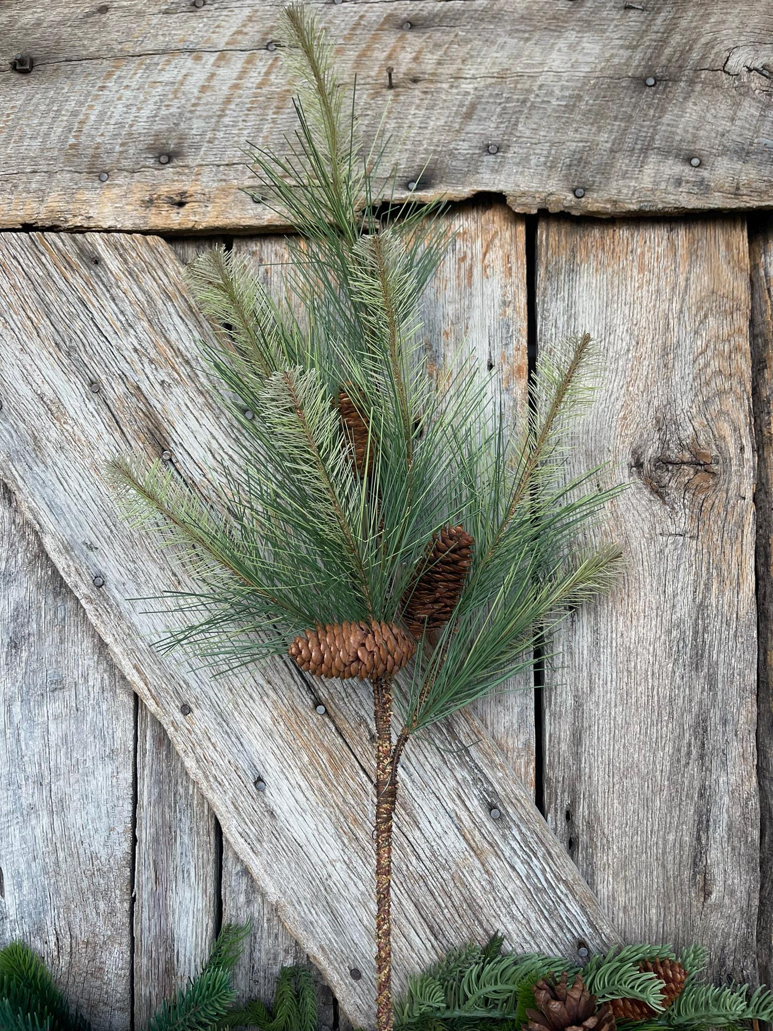 33" Pine spray, pine cone spray, Christmas greenery, Christmas spray, Christmas pick, Christmas pine, wreath supply, Artificial Pine, XX9327