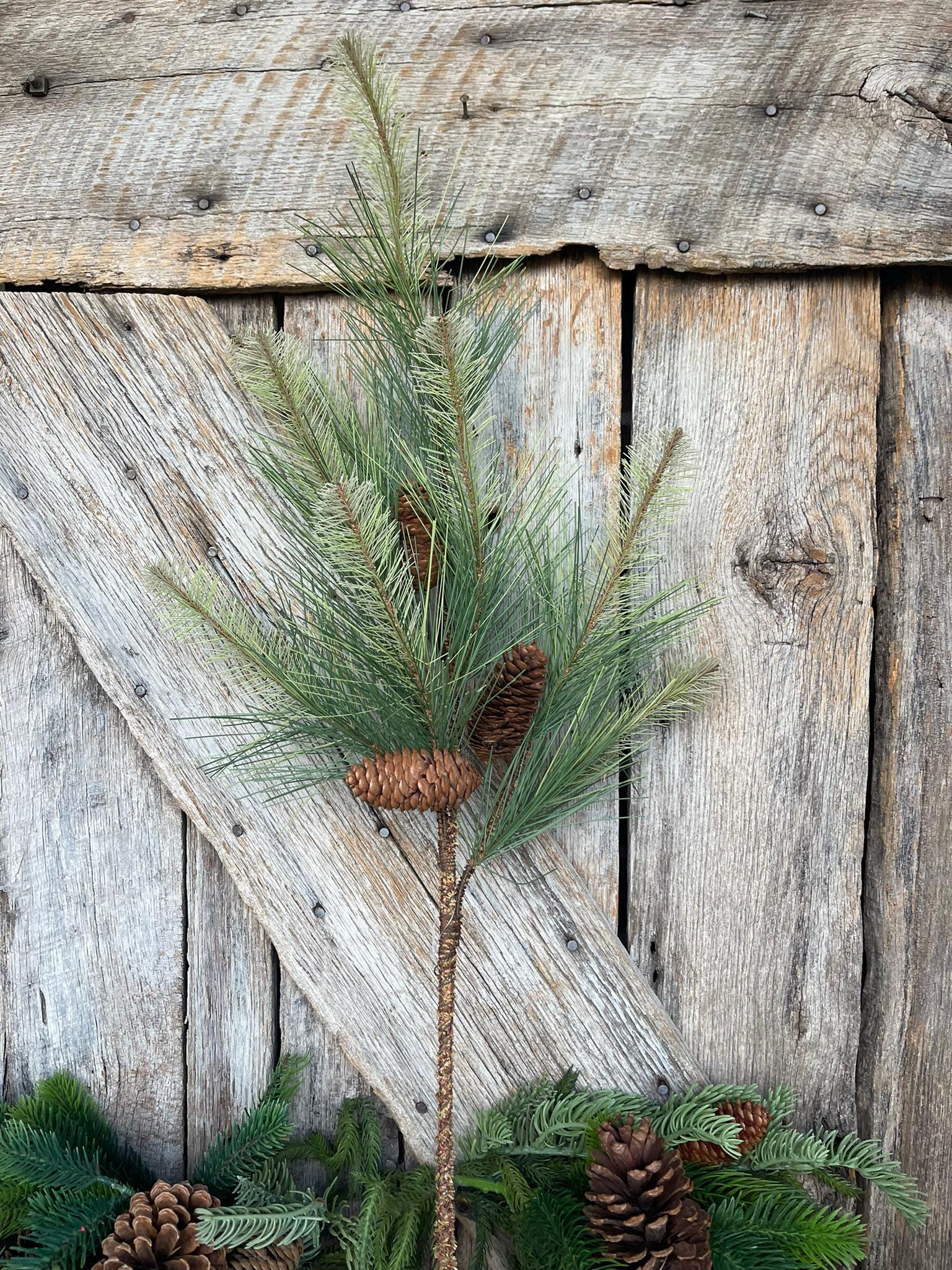 33" Pine spray, pine cone spray, Christmas greenery, Christmas spray, Christmas pick, Christmas pine, wreath supply, Artificial Pine, XX9327