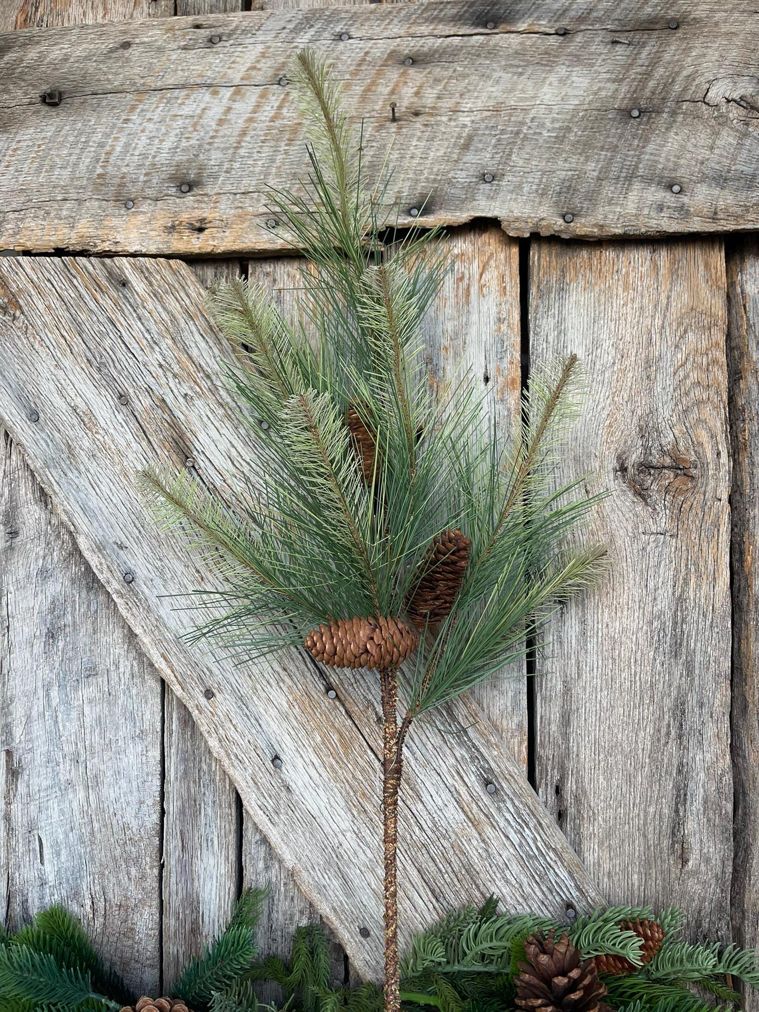 33" Pine spray, pine cone spray, Christmas greenery, Christmas spray, Christmas pick, Christmas pine, wreath supply, Artificial Pine, XX9327