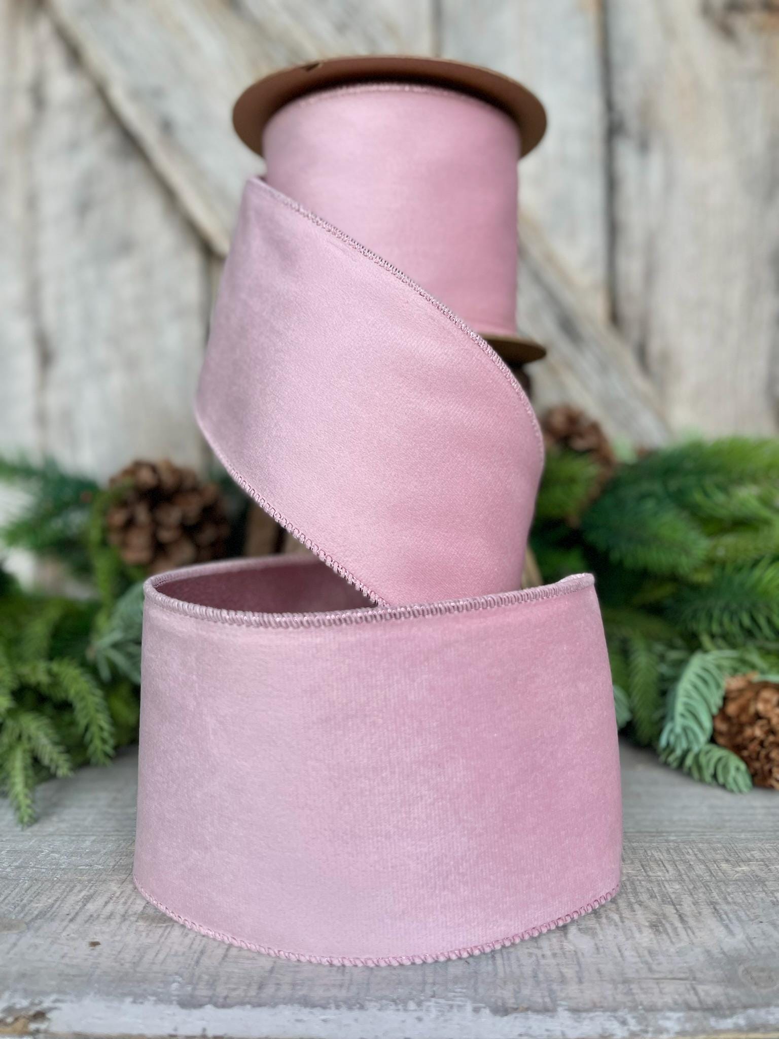 4" Pink Velvet Ribbon, Christmas Tree Pink Velvet ribbon, Velvet ribbon, Christmas Ribbon, Ribbon, pink ribbon, Velvet ribbon, Pinkmas