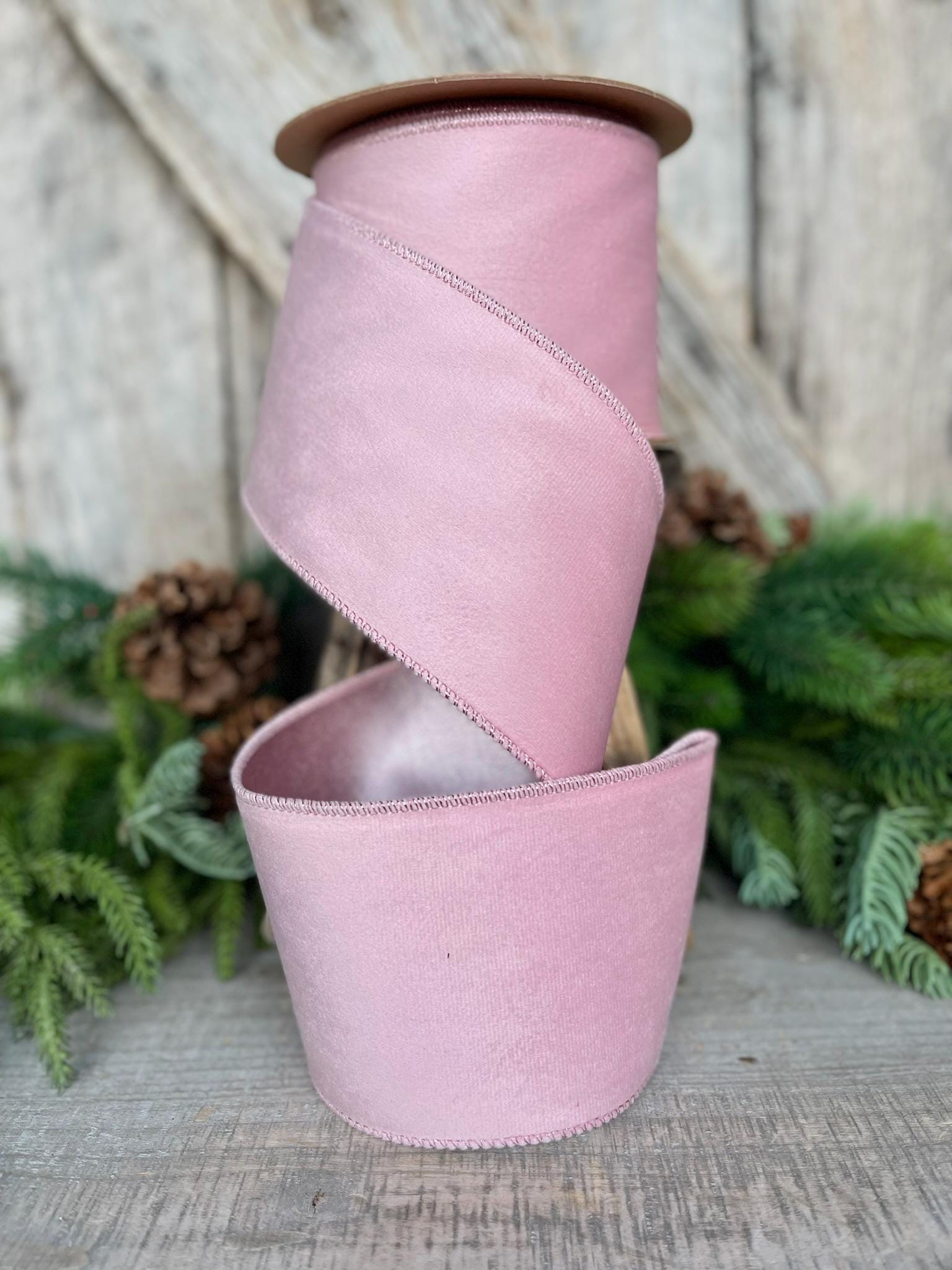 4" Pink Velvet Ribbon, Christmas Tree Pink Velvet ribbon, Velvet ribbon, Christmas Ribbon, Ribbon, pink ribbon, Velvet ribbon, Pinkmas