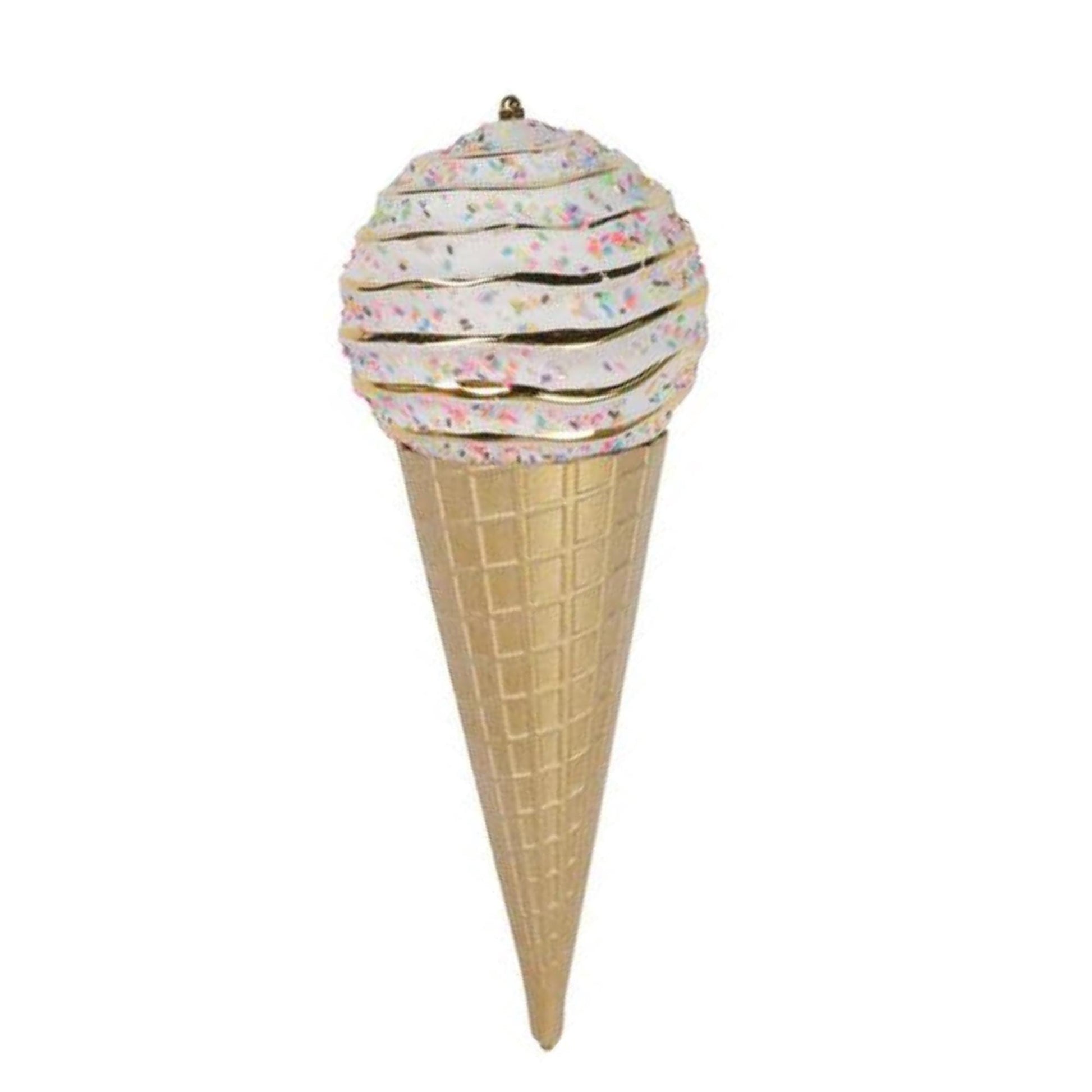 15" White Ice Cream Cone Ornament, Farrisilk Candy Couture