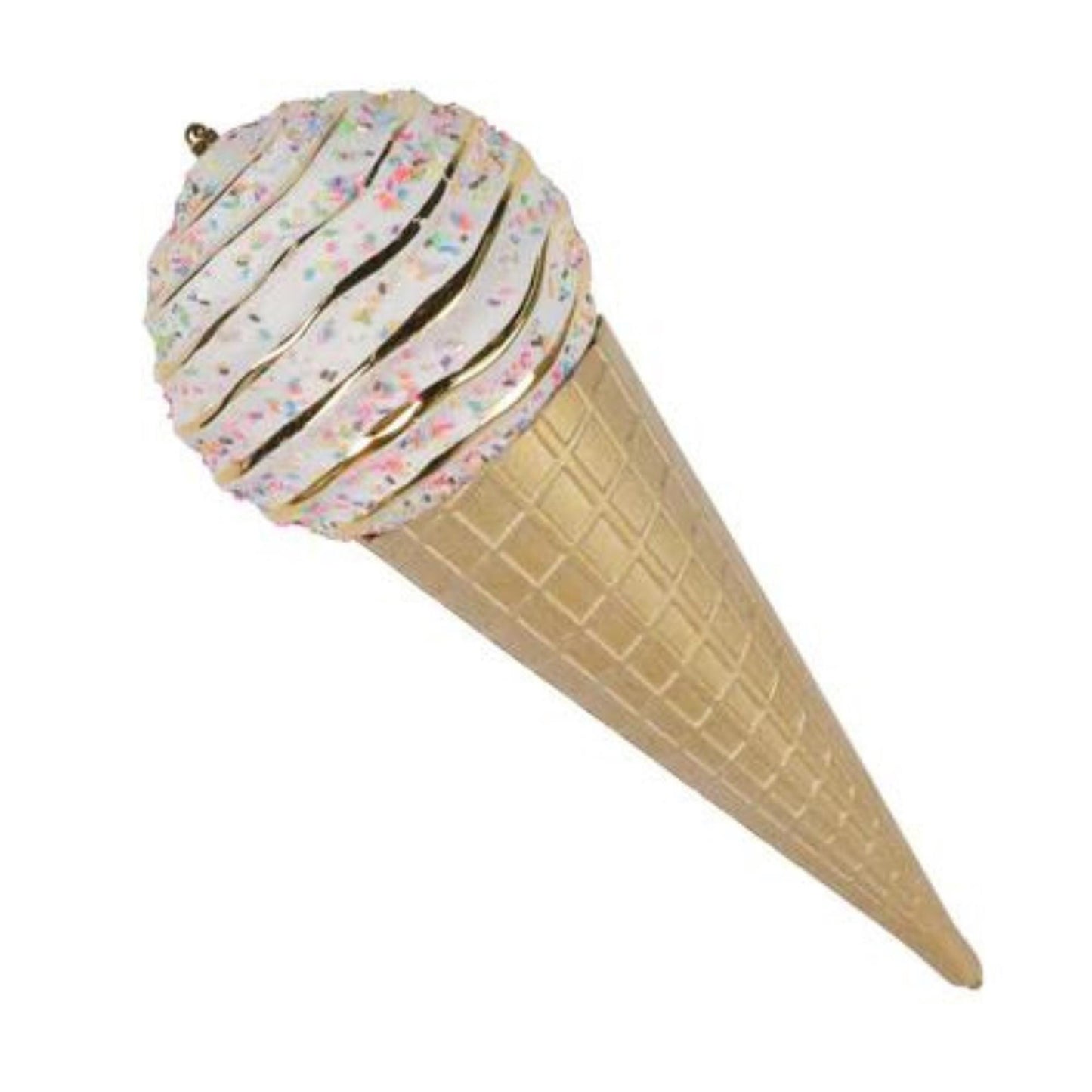 15" White Ice Cream Cone Ornament, Farrisilk Candy Couture