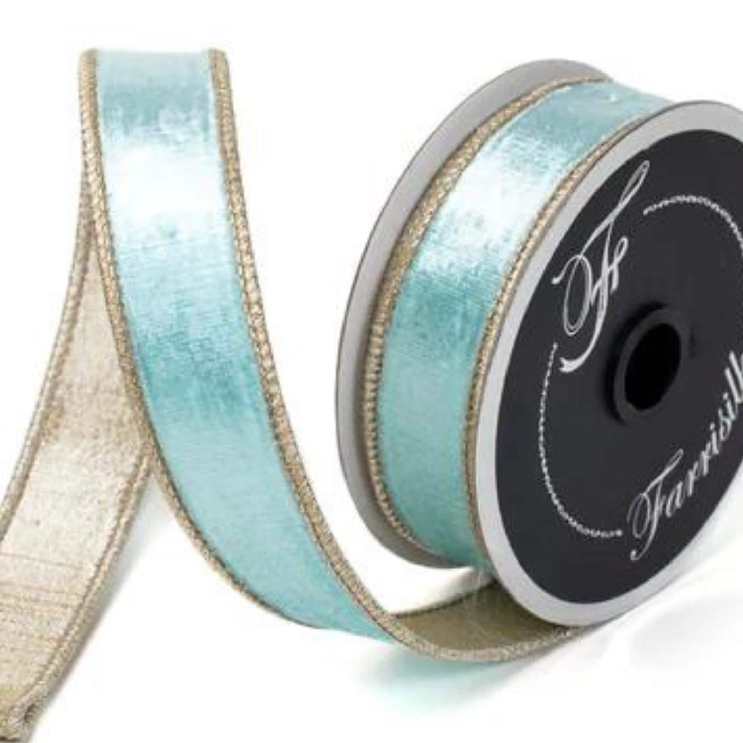 1" Tiffany Blue Satin Velvet Ribbon, Farrisilk Ribbon, Blue Velvet RIbbon, Christmas Ribbon, Aqua Ribbon, Narrow Ribbon, RK661-80, Designer