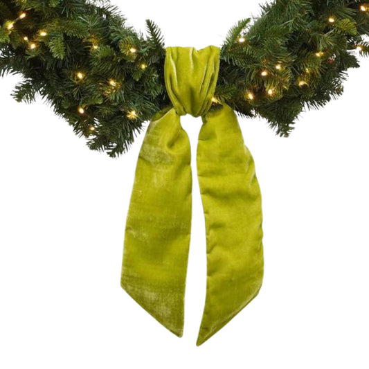 Wreath Sash, Apple Green Velvet Wreath Sash, Christmas Wreath Sash, Sash for Wreath, Lime Green Velvet Bow, Moss Green Velvet Sash, RK720-61