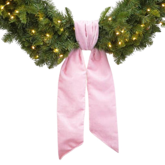 Wreath Sash, Baby Pink Velvet Wreath Sash