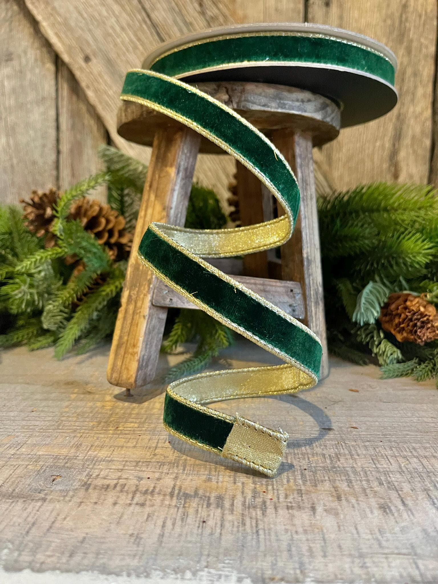 3/4" Emerald Green Flashy Velvet, Farrisilk Ribbon