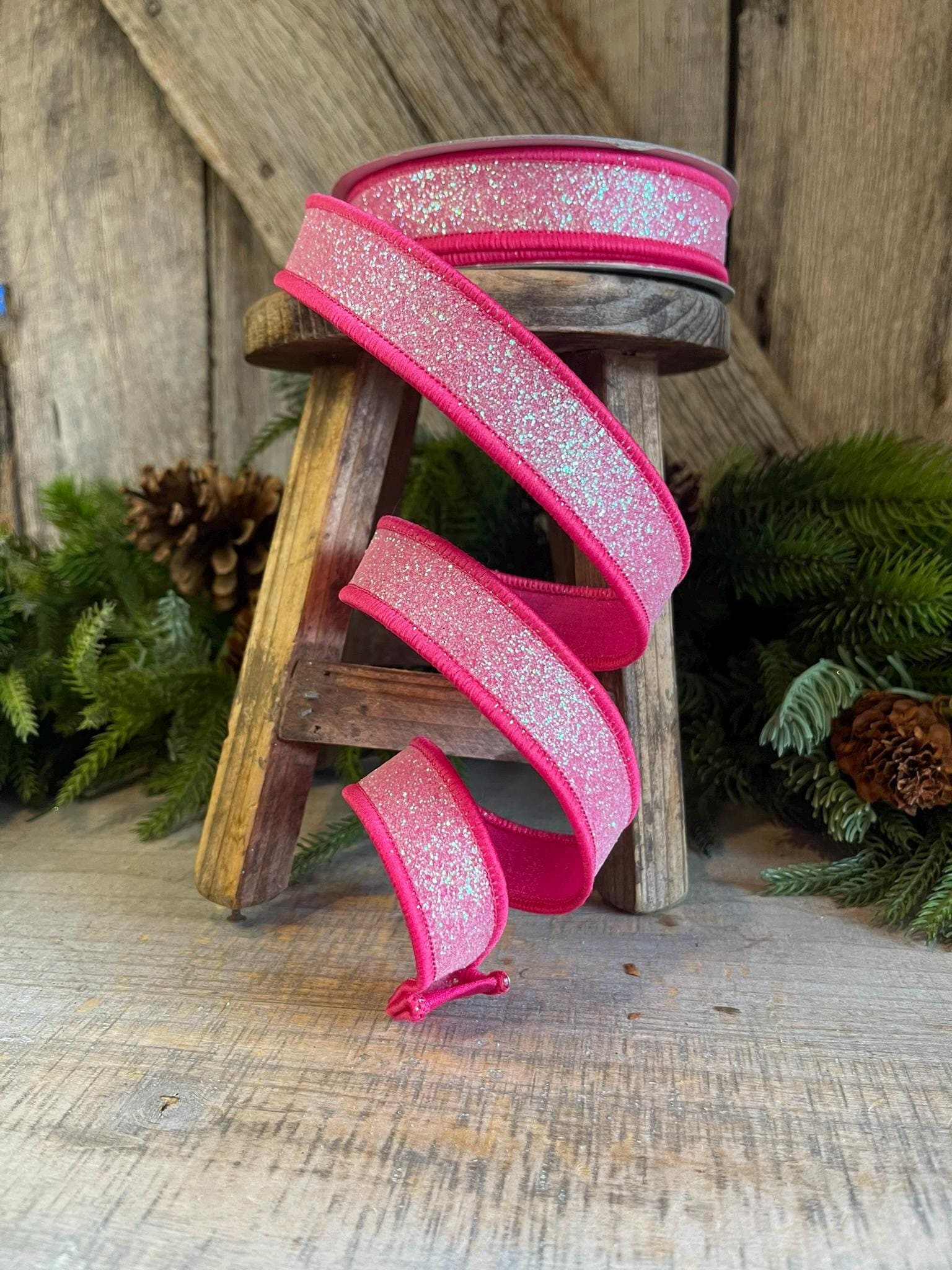 1" Hot Pink Sugar Frost Ribbon, Farrisilk Ribbon, Hot Pink Ribbon, Candy Theme Ribbon, Designer Ribbon, Pink Ribbon, RS127-08