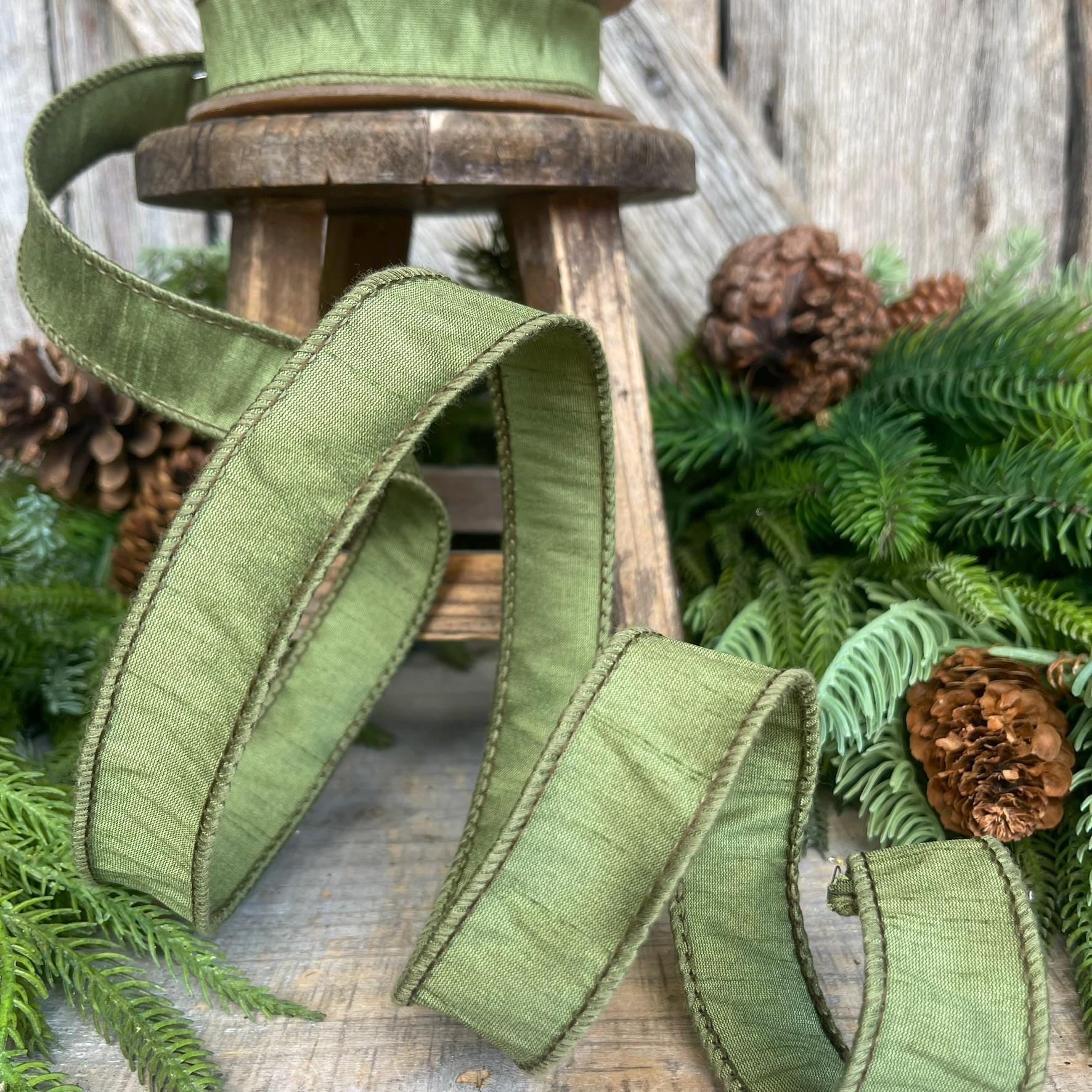 1" Forest Green Ribbon, Wired RIbbon