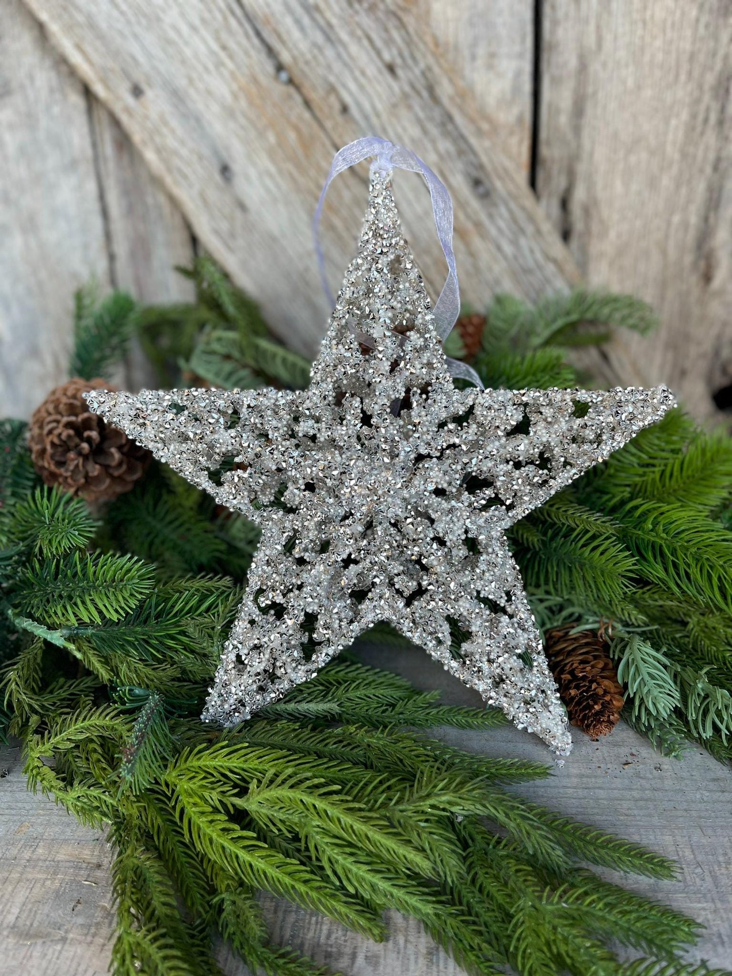 12" Gold Silver Star Ornament, Star Ornament