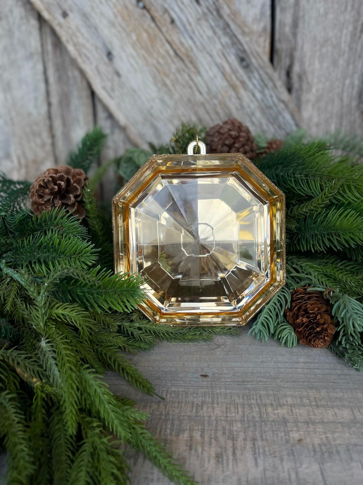 Gold 6" Jewel Ornament, Square Jewel Ornament