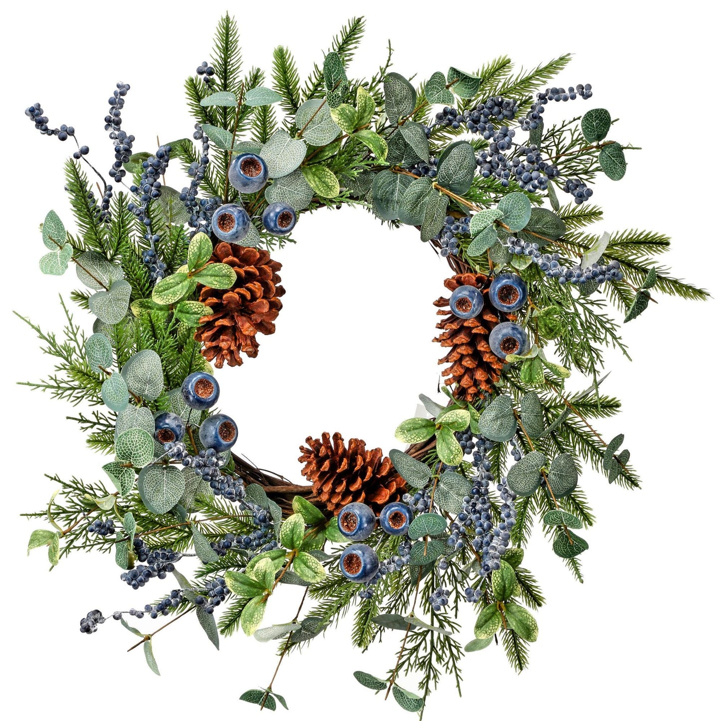 22" Christmas Wreath, Blueberry Eucalyptus Wreath, Christmas Natural Wreath, Christmas Pine Eucalyptus Wreath, Blueberry Pod Wreath