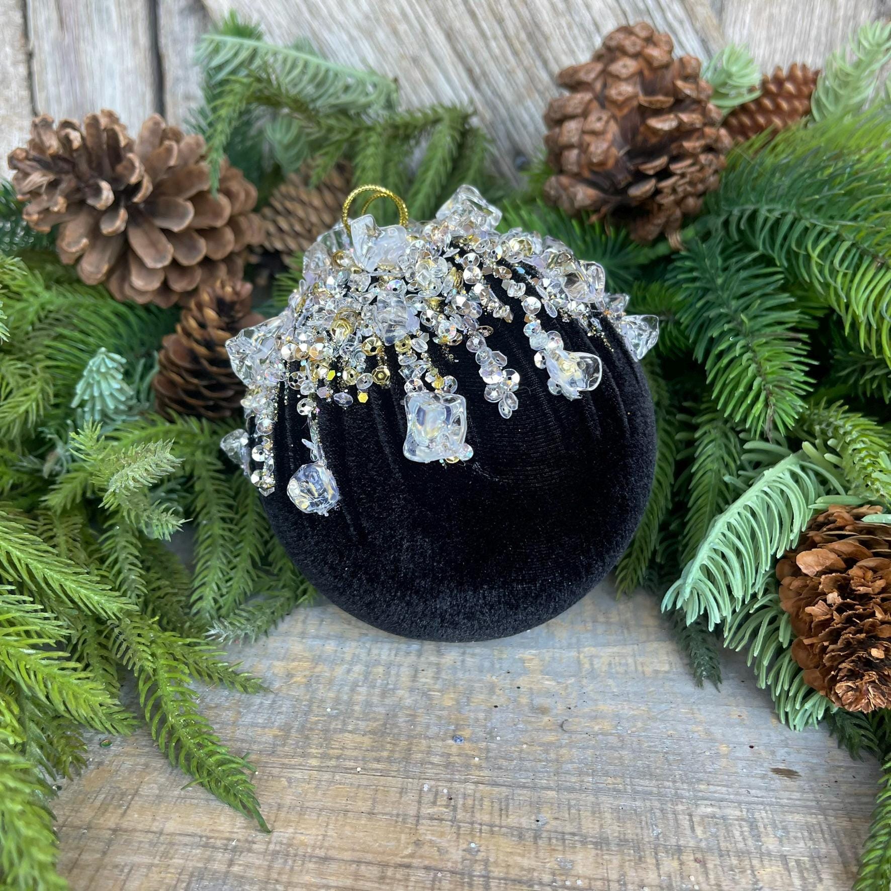 5" Black Velvet Ornament, Black Ornament