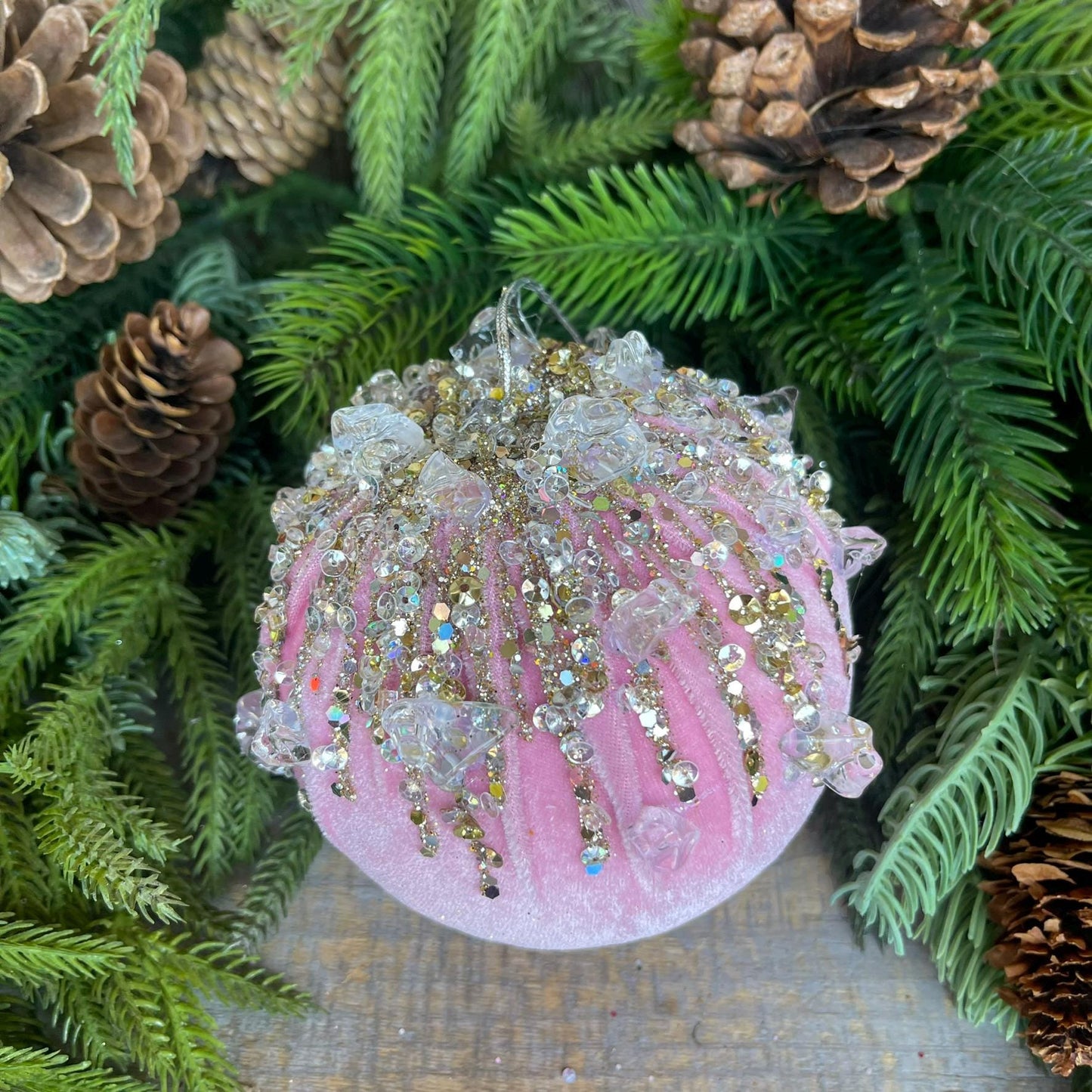 5" Light Pink Velvet Ornament, Pink Ornament