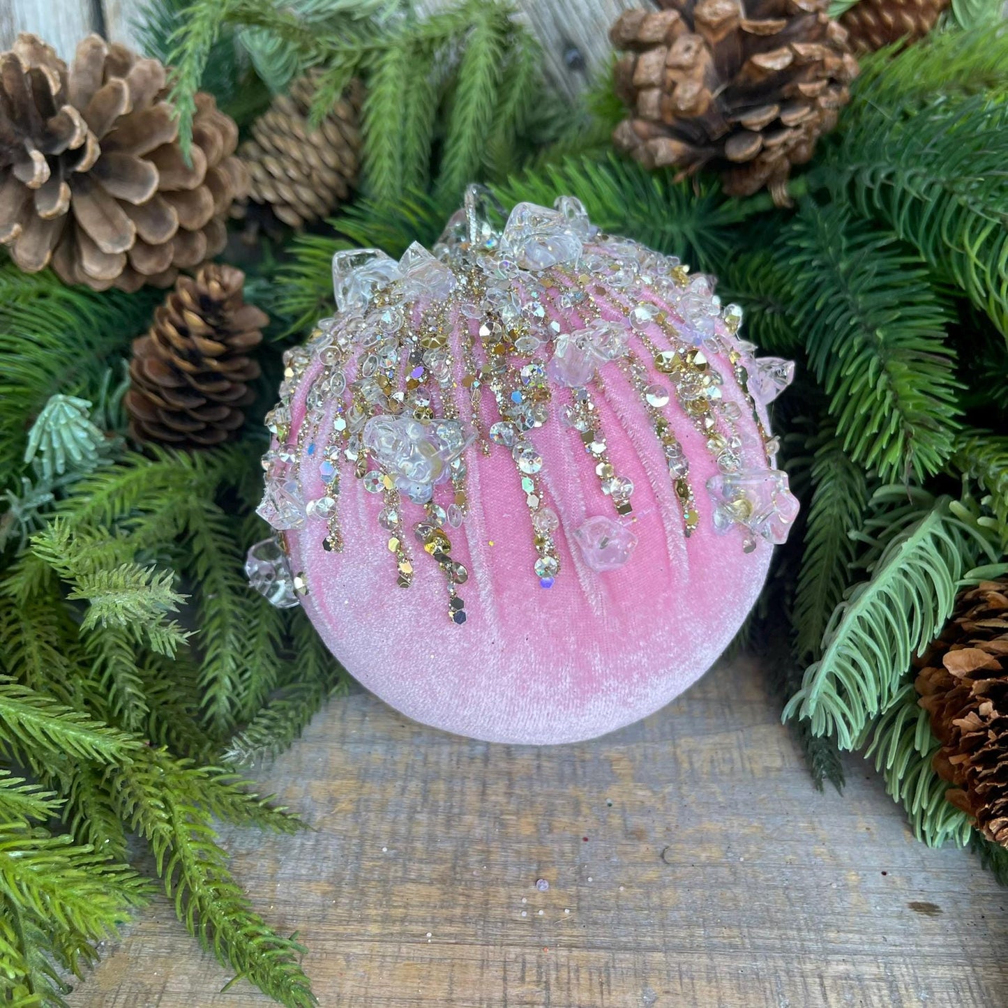 5" Light Pink Velvet Ornament, Pink Ornament