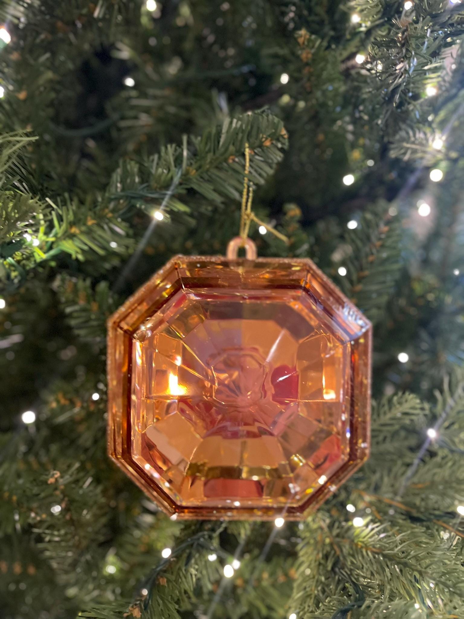 6" Copper Orange Jewel Ornament, Jewel Oramnet