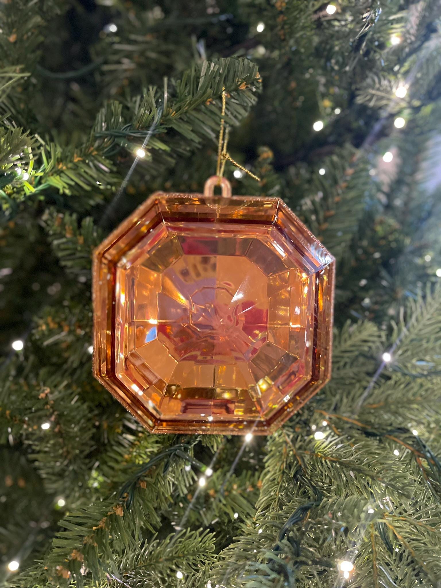 6" Copper Orange Jewel Ornament, Jewel Oramnet